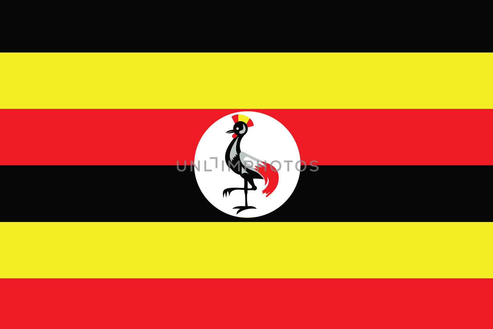 An Illustrated Drawing of the flag of Uganda