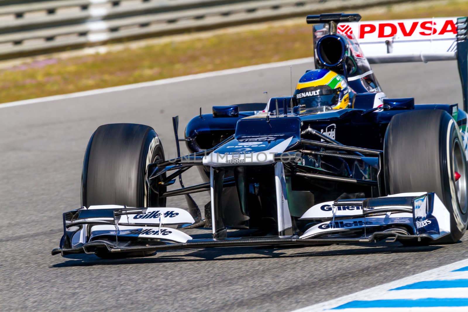 JEREZ DE LA FRONTERA, SPAIN - FEB 10: Bruno Senna of Williams F1 races on training session on February 10 , 2012, in Jerez de la Frontera , Spain