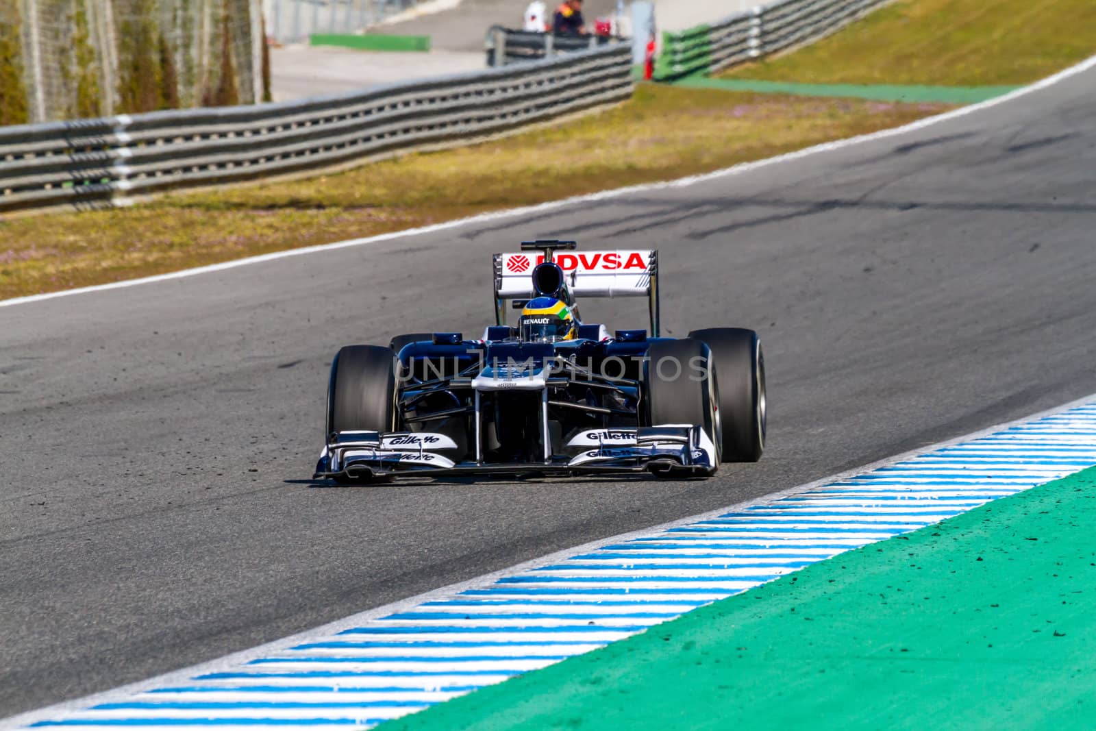 JEREZ DE LA FRONTERA, SPAIN - FEB 10: Bruno Senna of Williams F1 races on training session on February 10 , 2012, in Jerez de la Frontera , Spain