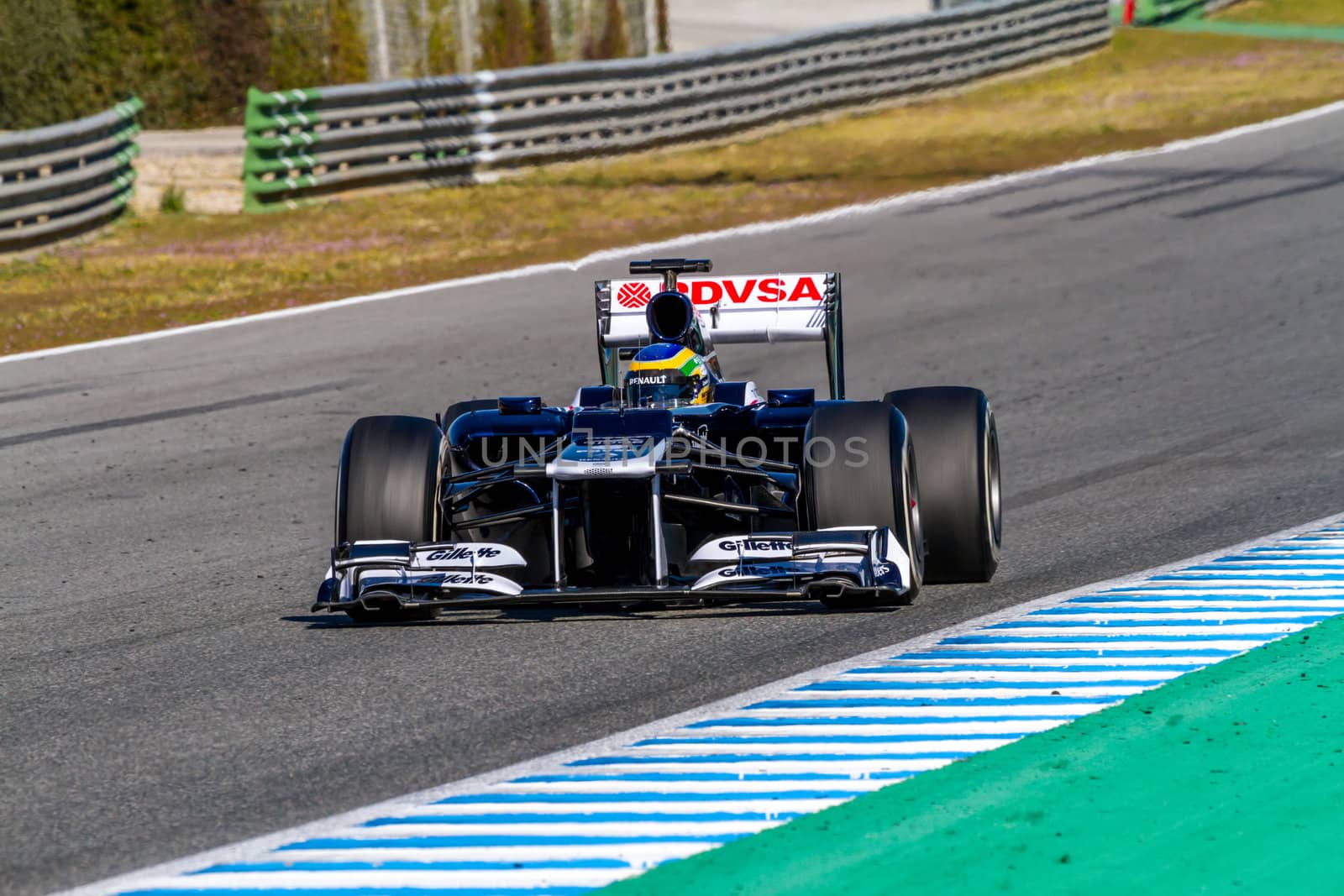 JEREZ DE LA FRONTERA, SPAIN - FEB 10: Bruno Senna of Williams F1 races on training session on February 10 , 2012, in Jerez de la Frontera , Spain