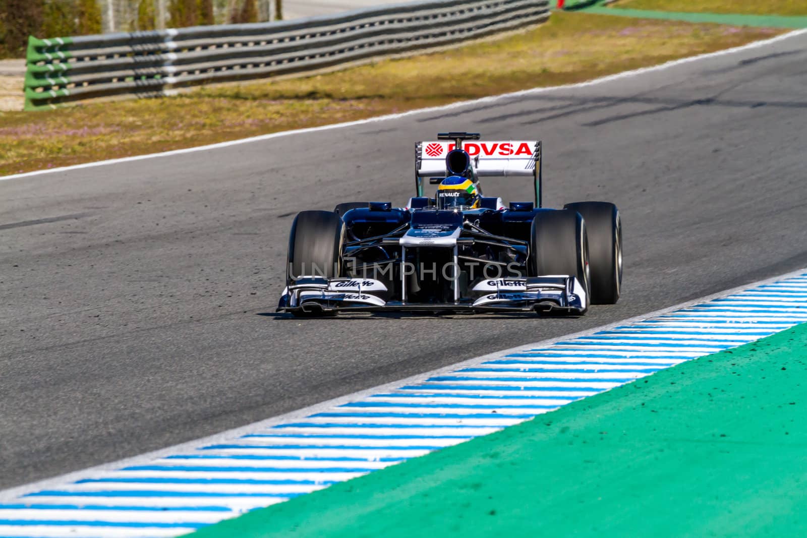 JEREZ DE LA FRONTERA, SPAIN - FEB 10: Bruno Senna of Williams F1 races on training session on February 10 , 2012, in Jerez de la Frontera , Spain