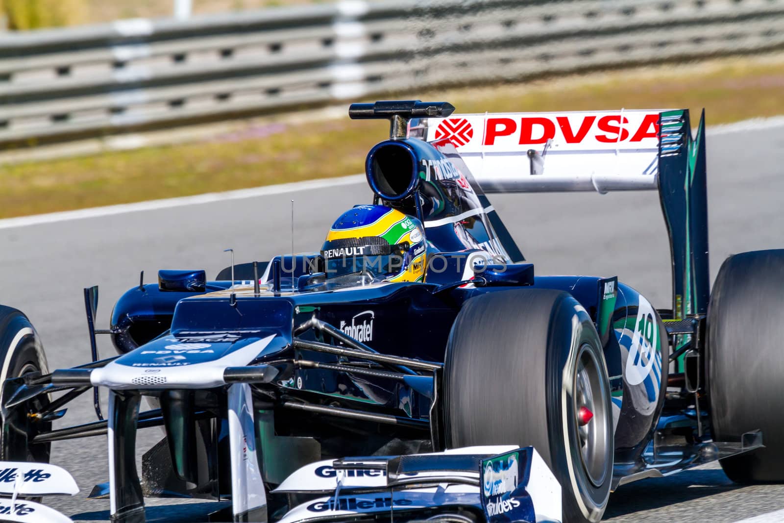 JEREZ DE LA FRONTERA, SPAIN - FEB 10: Bruno Senna of Williams F1 races on training session on February 10 , 2012, in Jerez de la Frontera , Spain