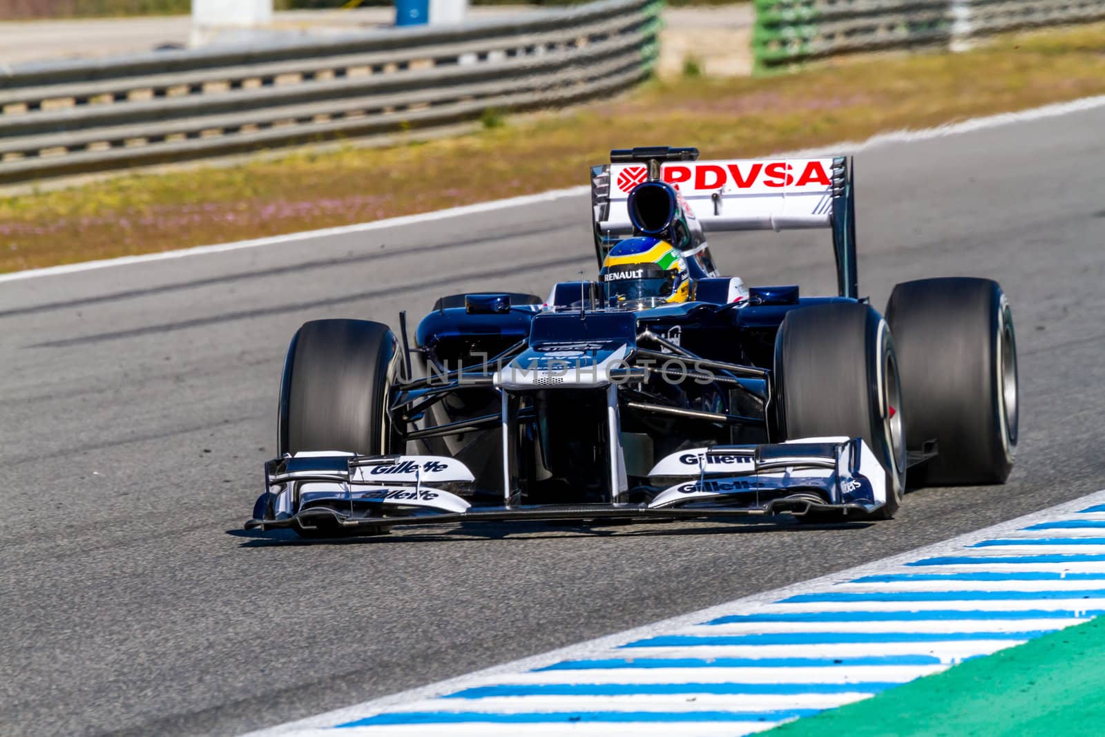 JEREZ DE LA FRONTERA, SPAIN - FEB 10: Bruno Senna of Williams F1 races on training session on February 10 , 2012, in Jerez de la Frontera , Spain