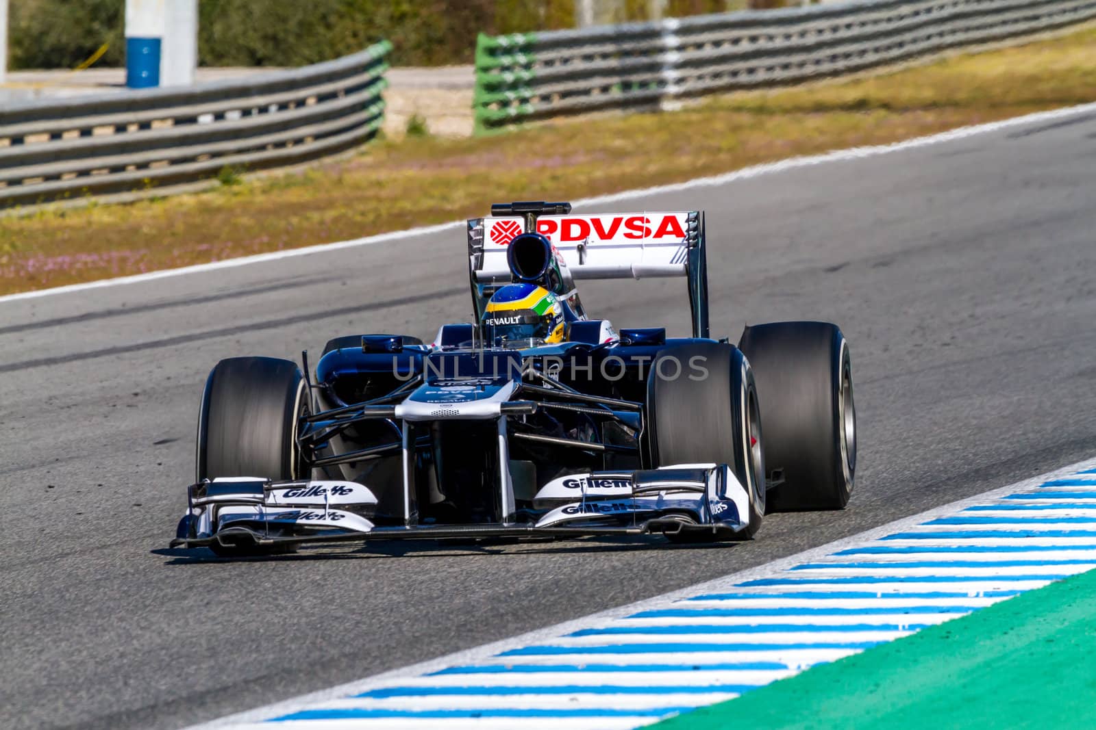 JEREZ DE LA FRONTERA, SPAIN - FEB 10: Bruno Senna of Williams F1 races on training session on February 10 , 2012, in Jerez de la Frontera , Spain