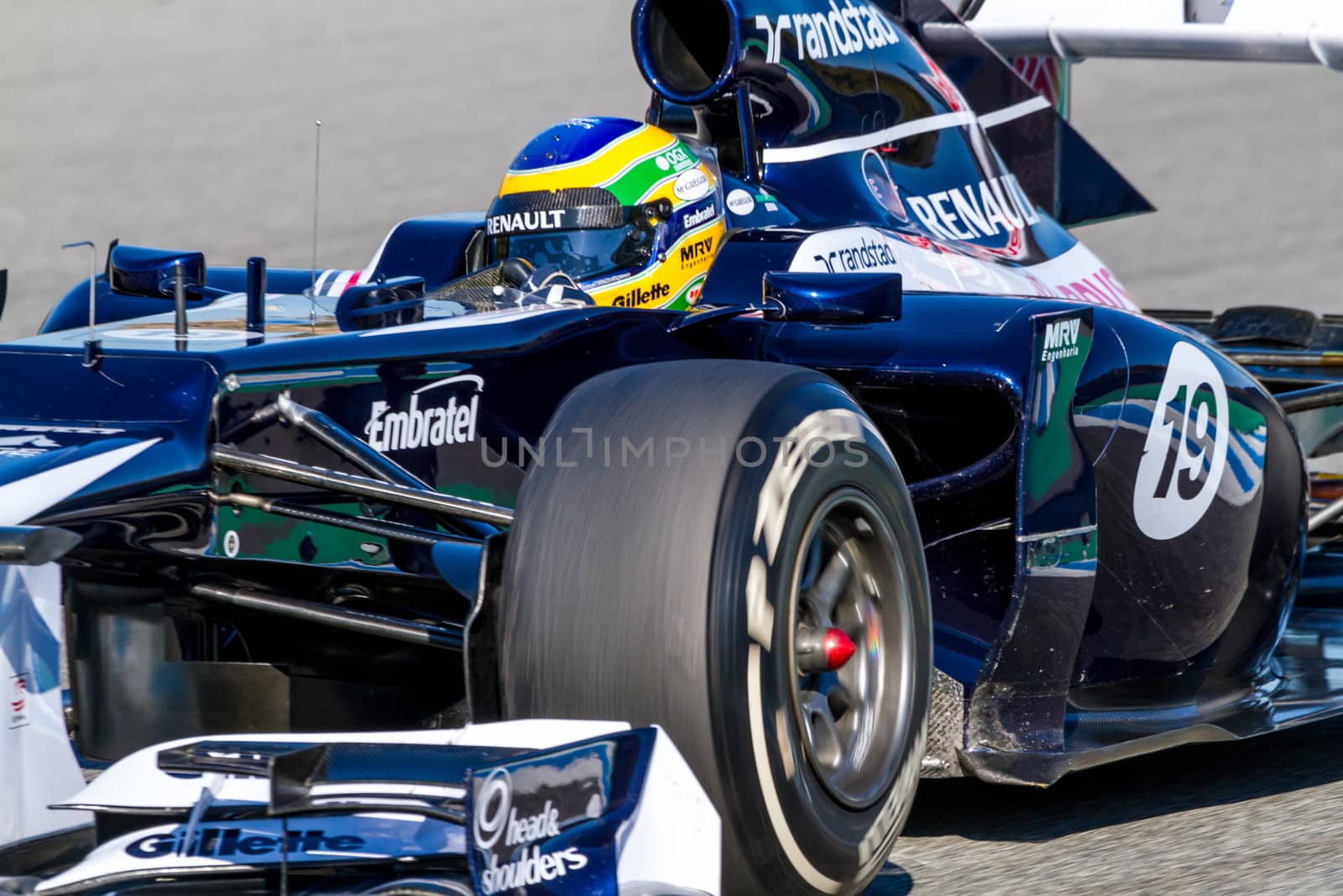 JEREZ DE LA FRONTERA, SPAIN - FEB 10: Bruno Senna of Williams F1 races on training session on February 10 , 2012, in Jerez de la Frontera , Spain