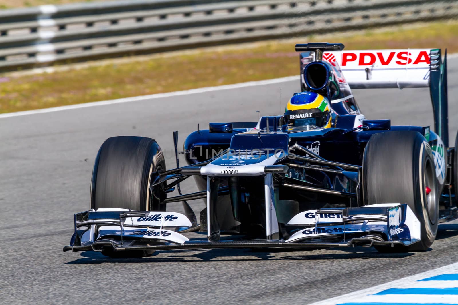 JEREZ DE LA FRONTERA, SPAIN - FEB 10: Bruno Senna of Williams F1 races on training session on February 10 , 2012, in Jerez de la Frontera , Spain