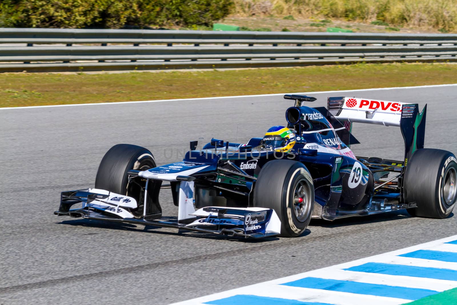 JEREZ DE LA FRONTERA, SPAIN - FEB 10: Bruno Senna of Williams F1 races on training session on February 10 , 2012, in Jerez de la Frontera , Spain