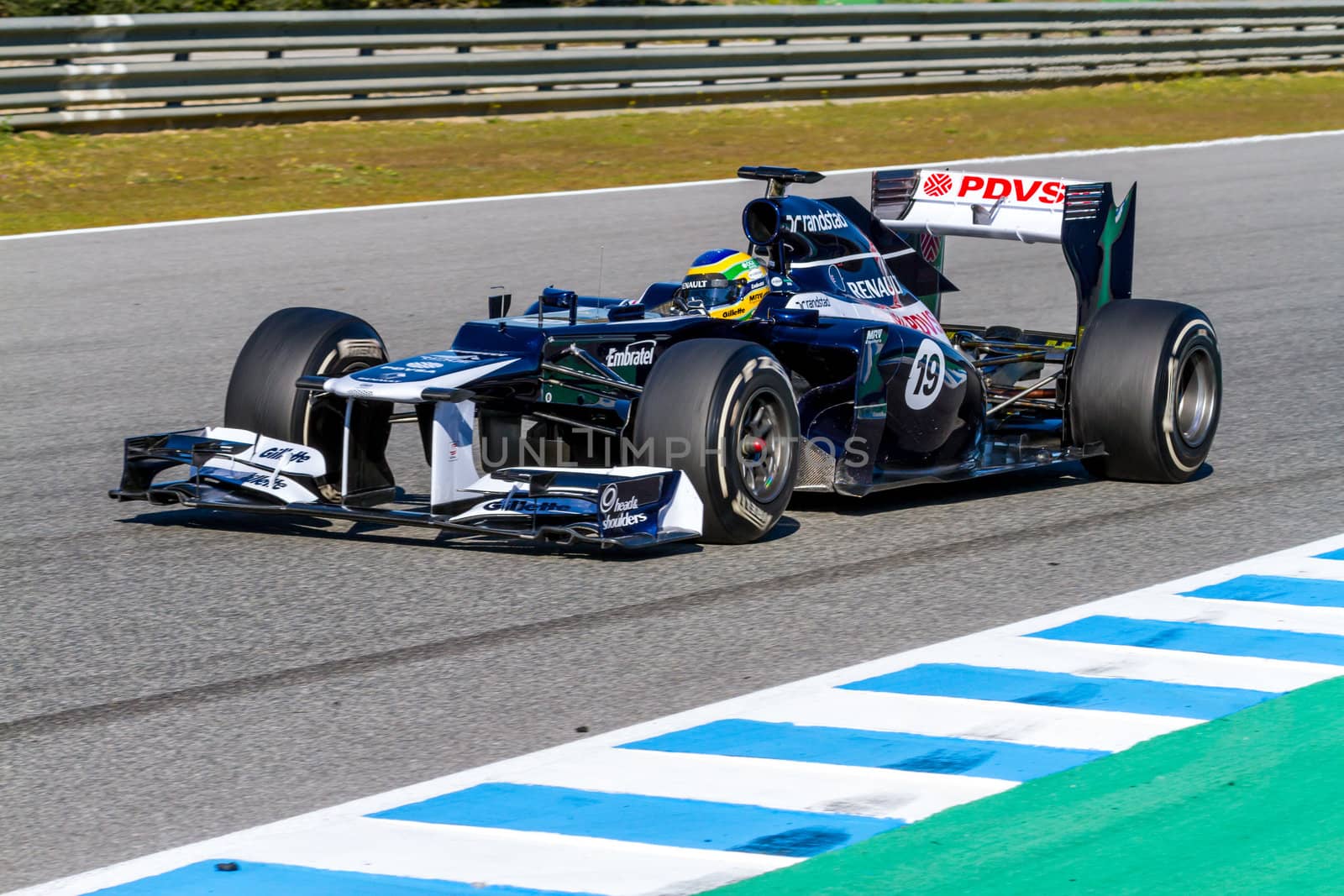 JEREZ DE LA FRONTERA, SPAIN - FEB 10: Bruno Senna of Williams F1 races on training session on February 10 , 2012, in Jerez de la Frontera , Spain