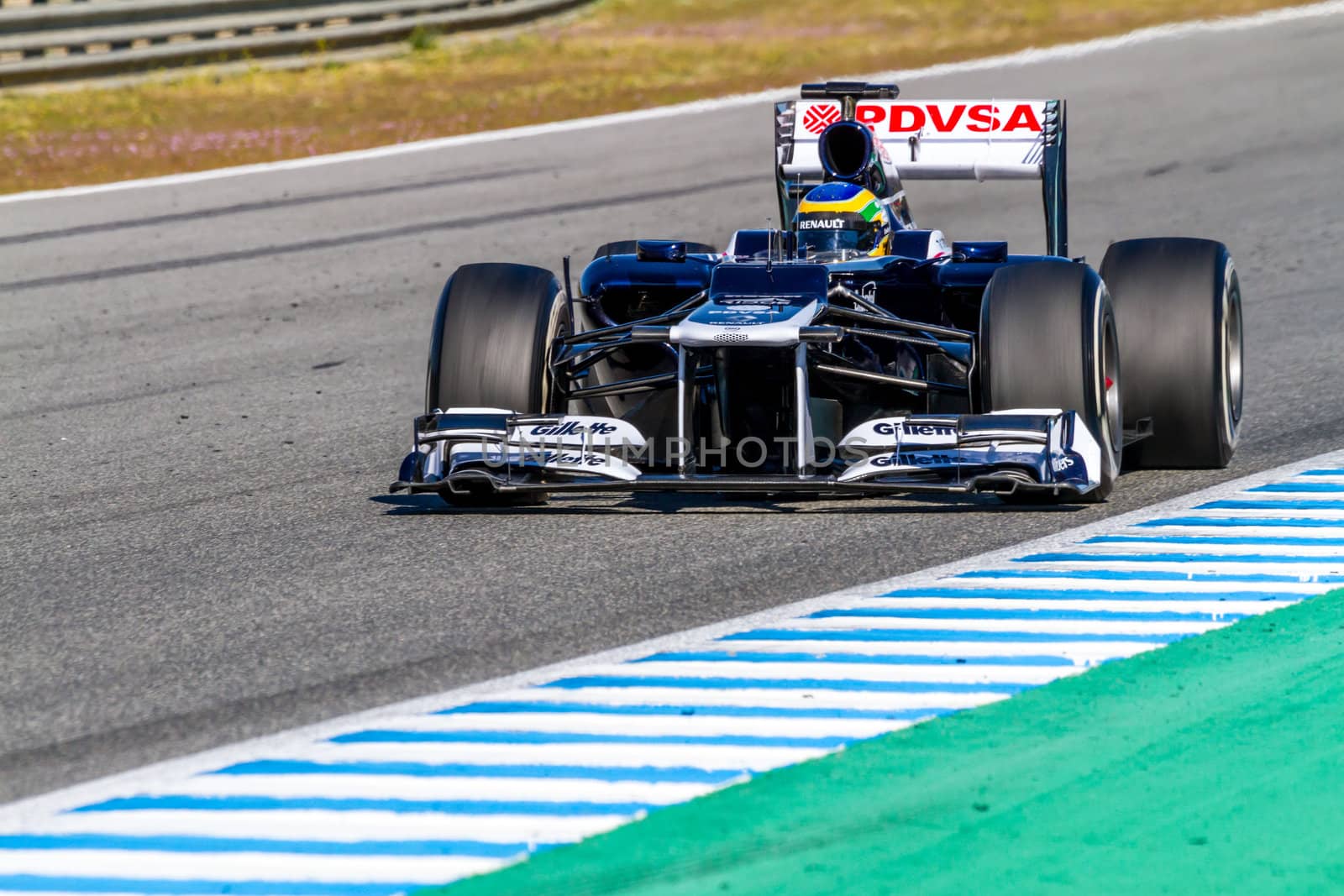 JEREZ DE LA FRONTERA, SPAIN - FEB 10: Bruno Senna of Williams F1 races on training session on February 10 , 2012, in Jerez de la Frontera , Spain