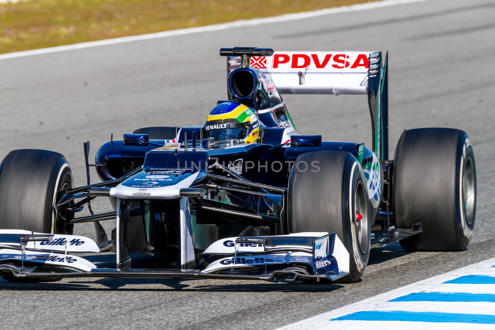 JEREZ DE LA FRONTERA, SPAIN - FEB 10: Bruno Senna of Williams F1 races on training session on February 10 , 2012, in Jerez de la Frontera , Spain
