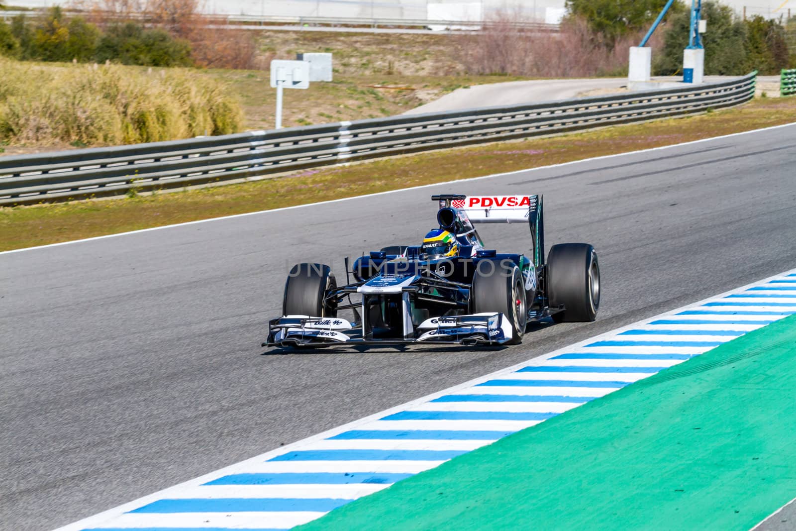 JEREZ DE LA FRONTERA, SPAIN - FEB 10: Bruno Senna of Williams F1 races on training session on February 10 , 2012, in Jerez de la Frontera , Spain