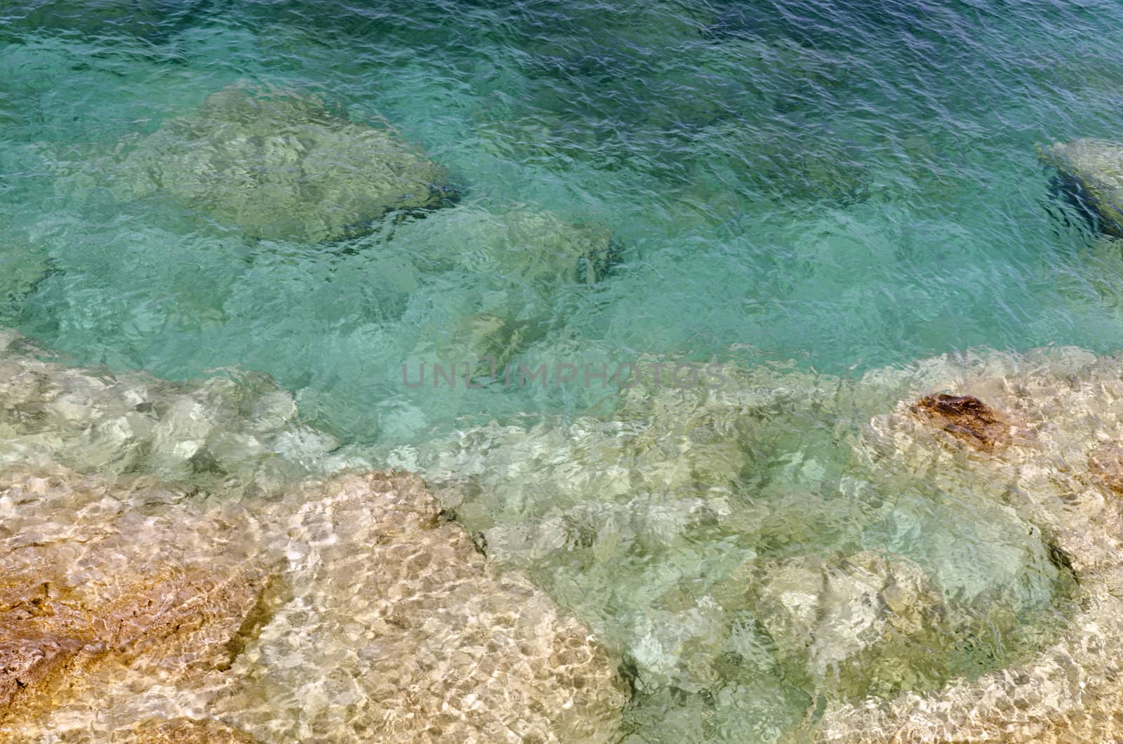 Rock and clear water at shore of Georgian Bay Ontario