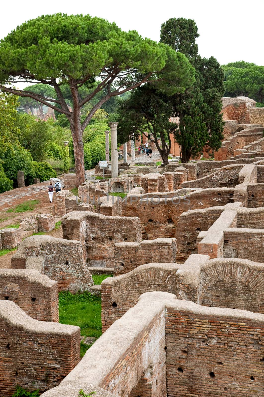 Old houses ruins at Ostia Antica view from above - Rome - Italy