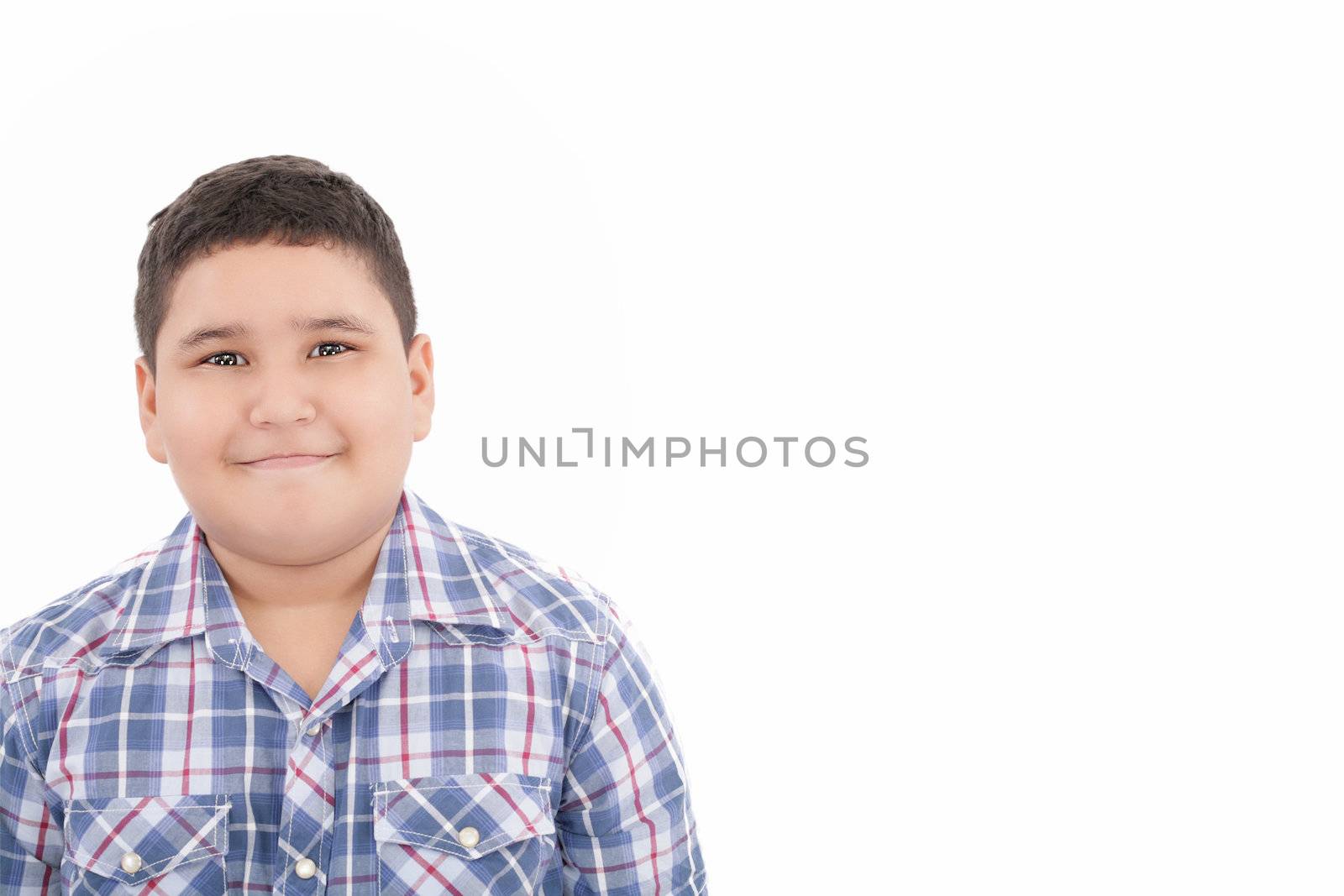 happy little boy smiling isolated on white