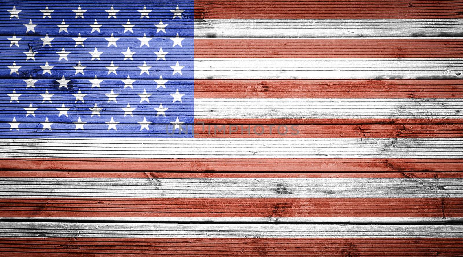 Wood texture background with colors of the flag of United States by doble.d