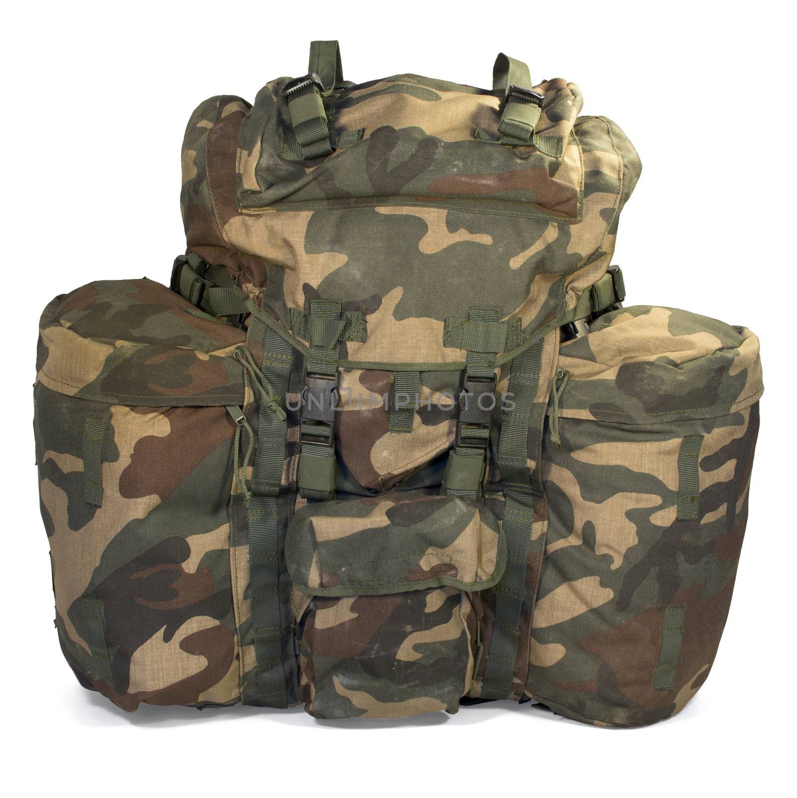 Military backpack isolated on white. by only4denn