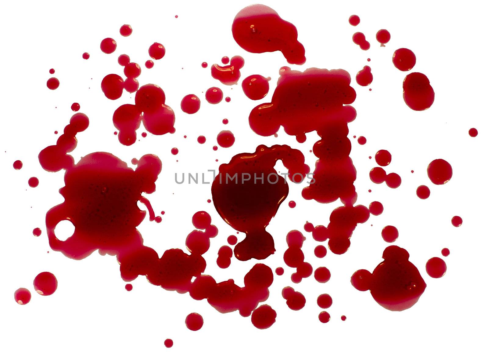 Blood droplets (splatters) isolated on white. by only4denn