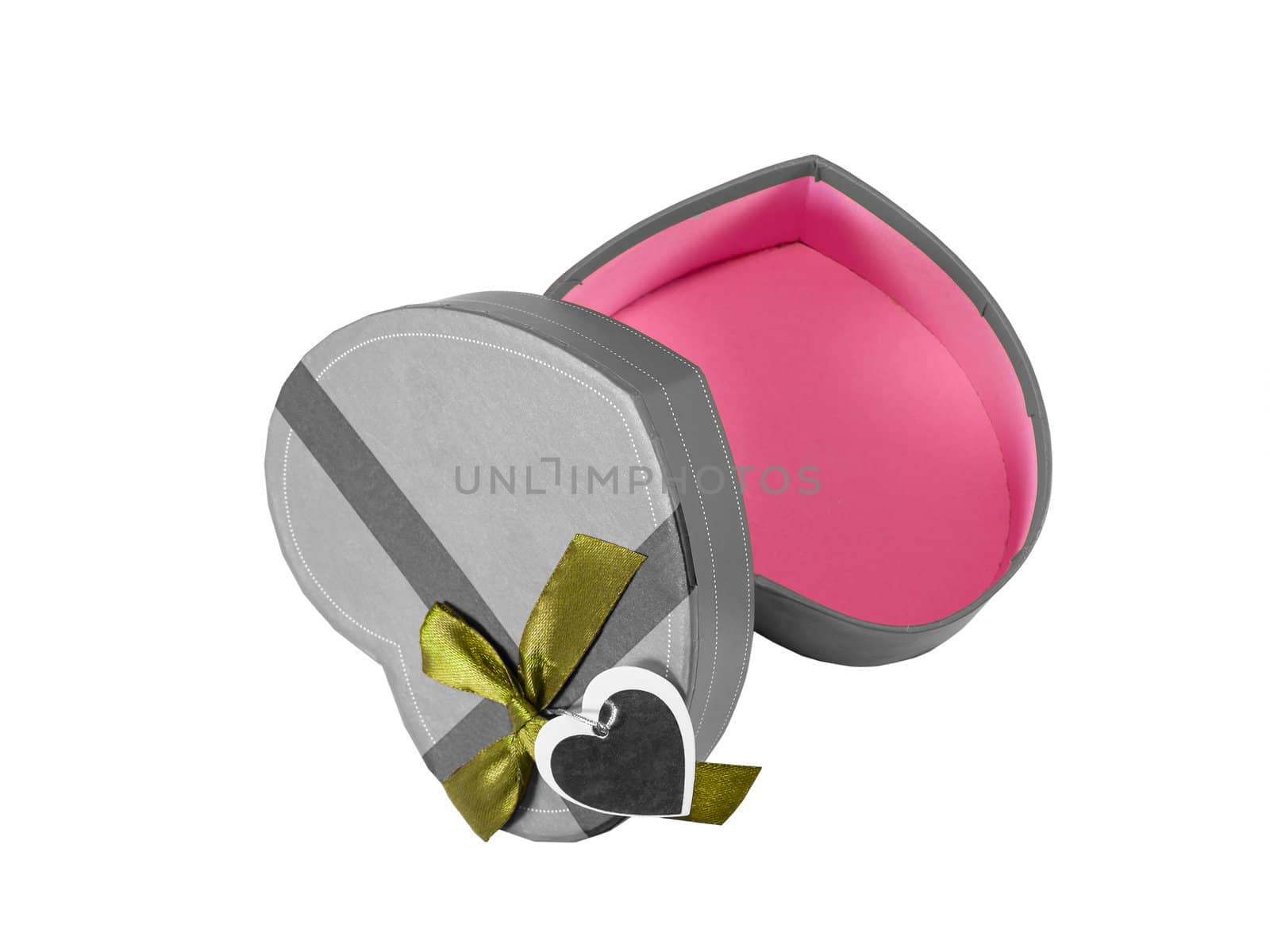 Gray Heart shaped box in heart shape on white background
