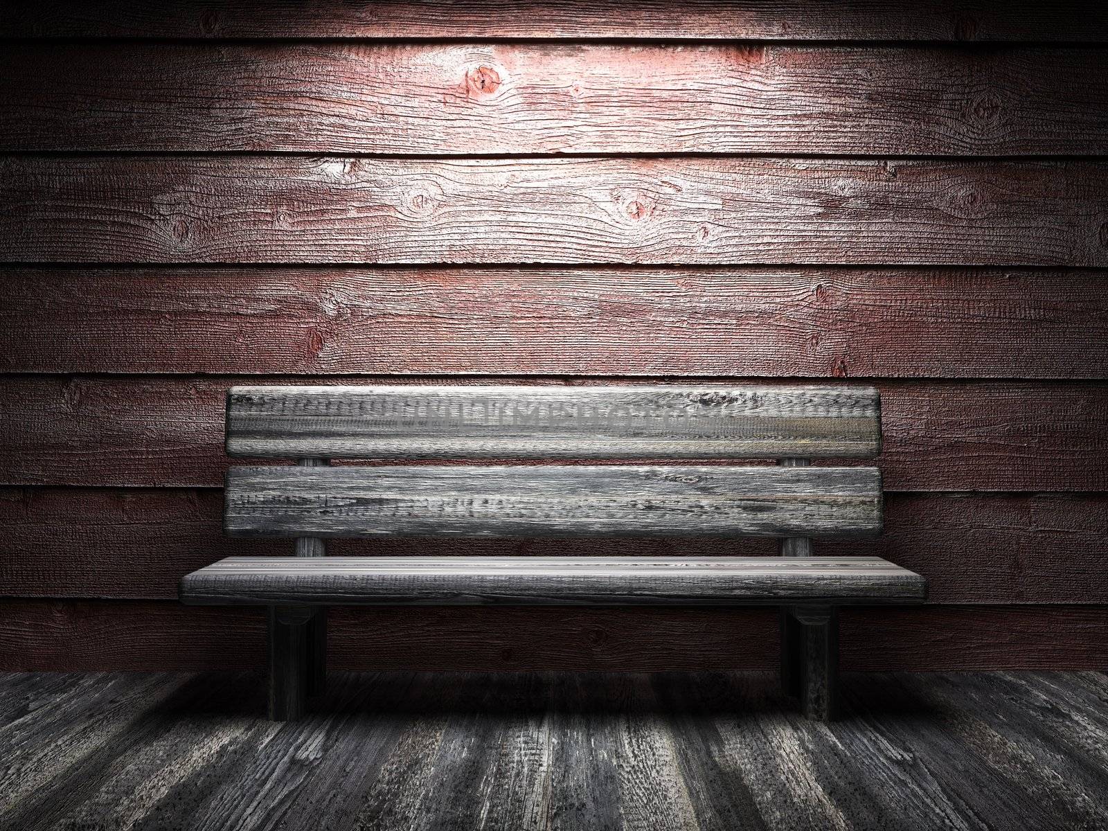 Old wooden wall and bench