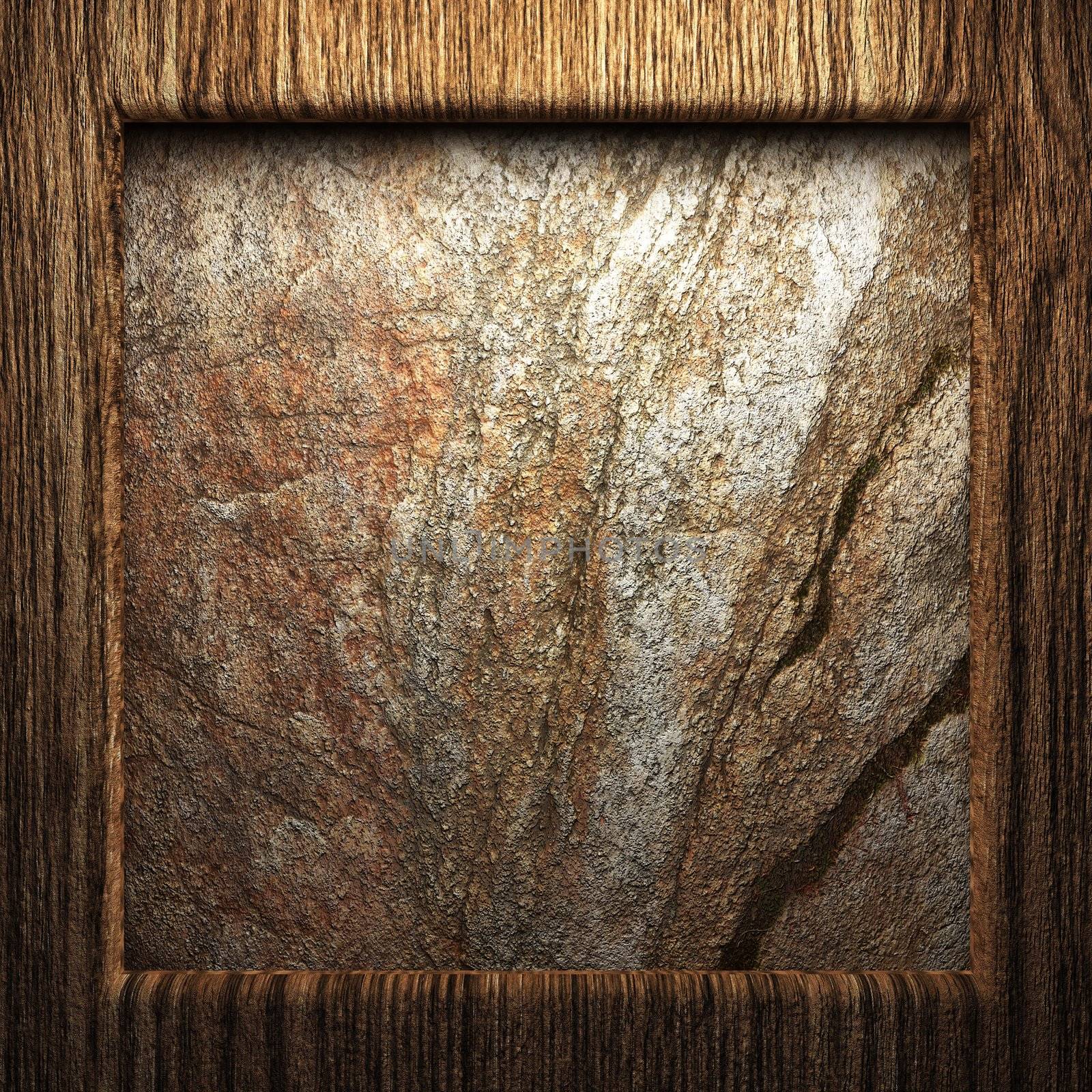 wooden plate on wall made in 3d
