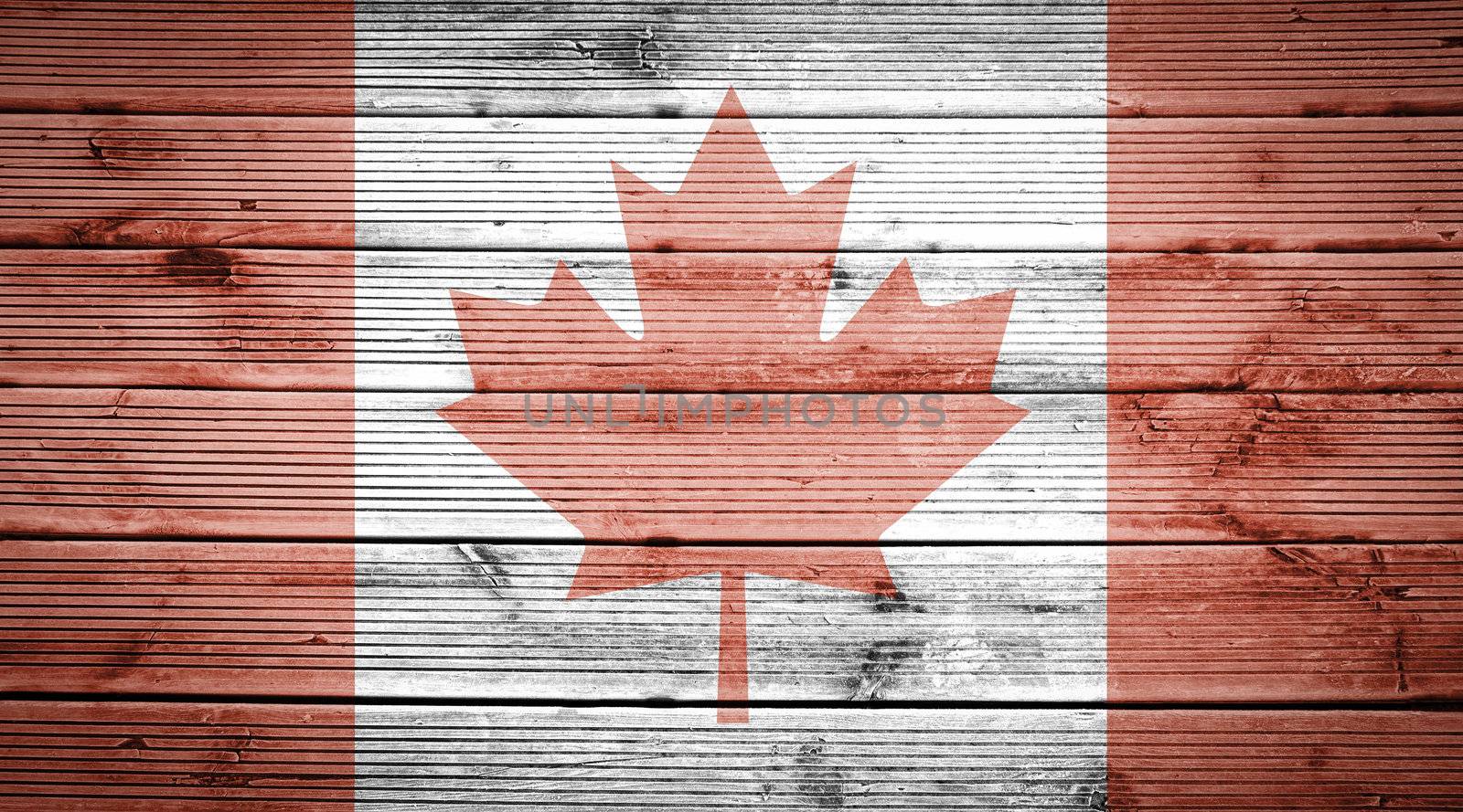 Wood texture background with colors of the flag of Canada by doble.d