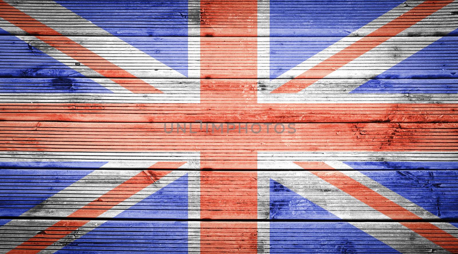 Wood texture background with colors of the flag of Great Britain by doble.d