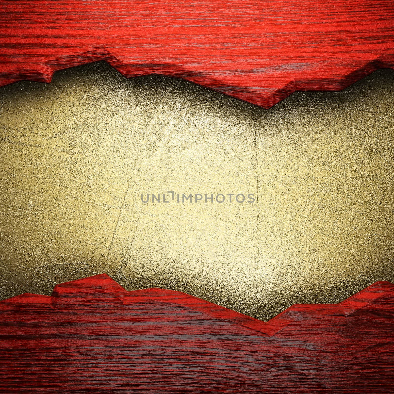 wood on golden wall made in 3D