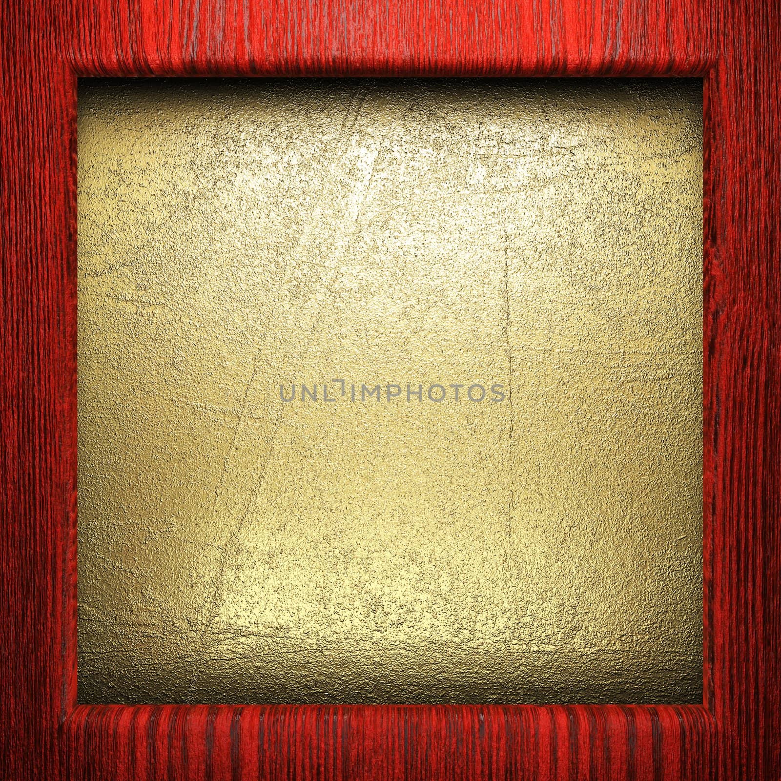 wood on golden wall made in 3D