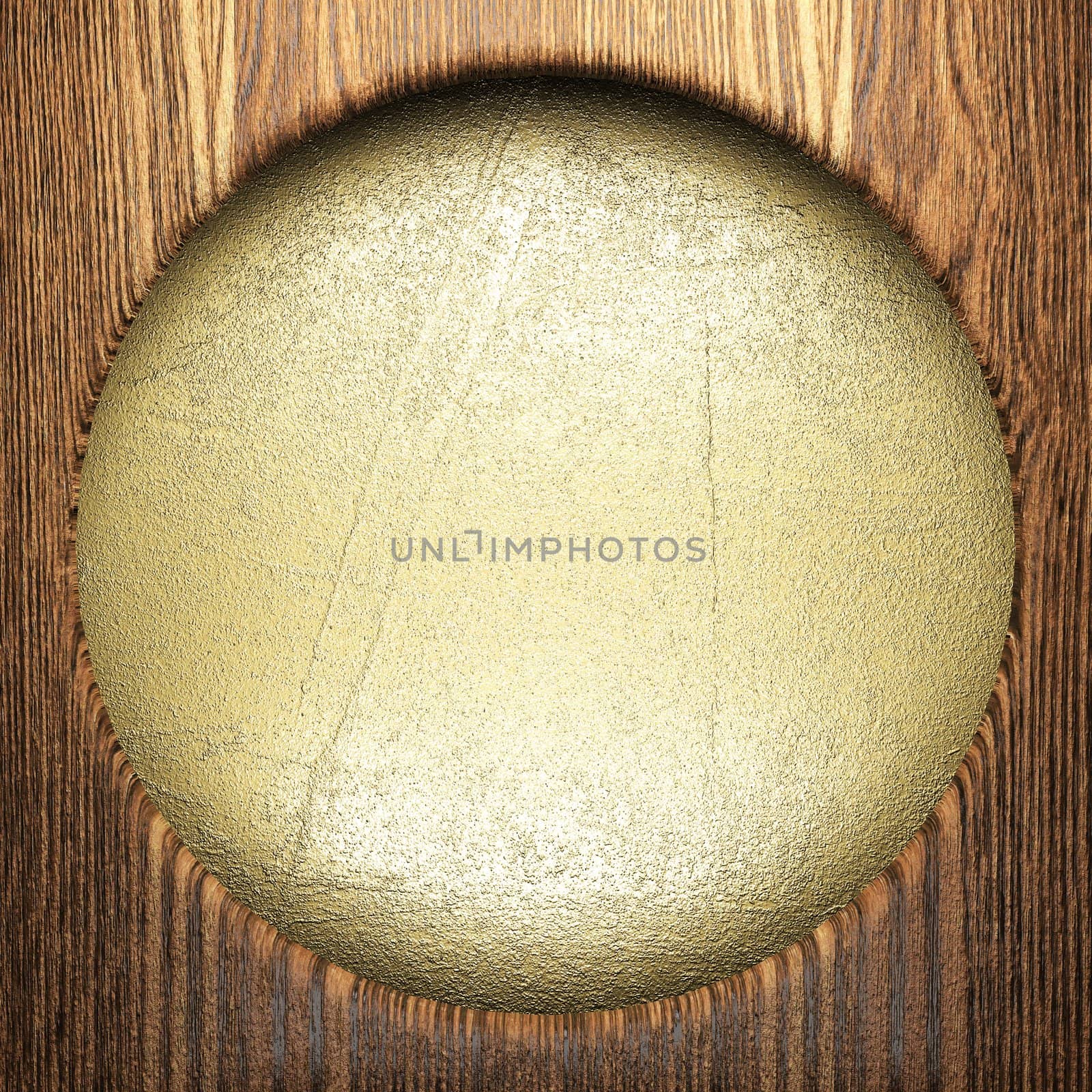 wood on golden wall made in 3D