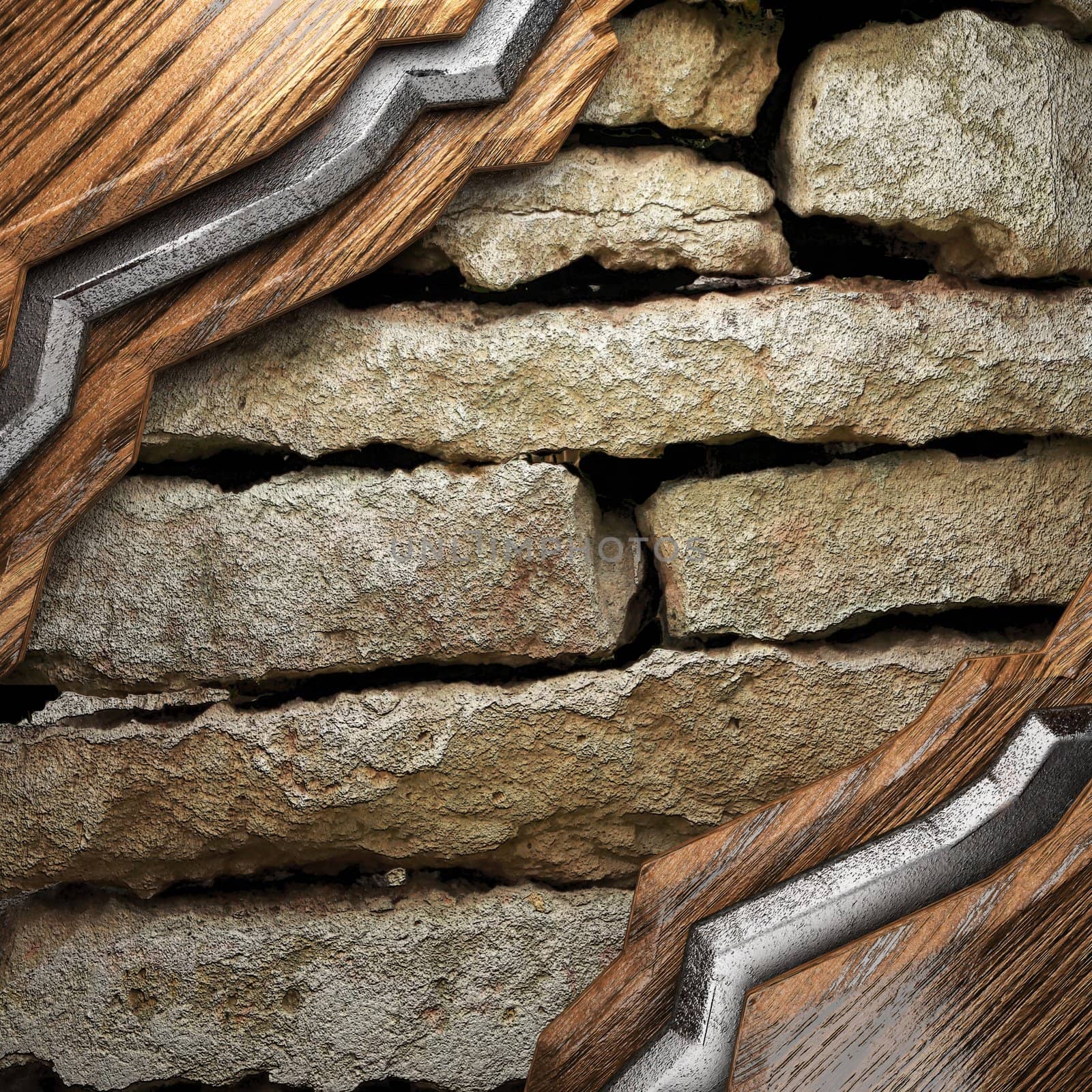 wood on wall made in 3D
