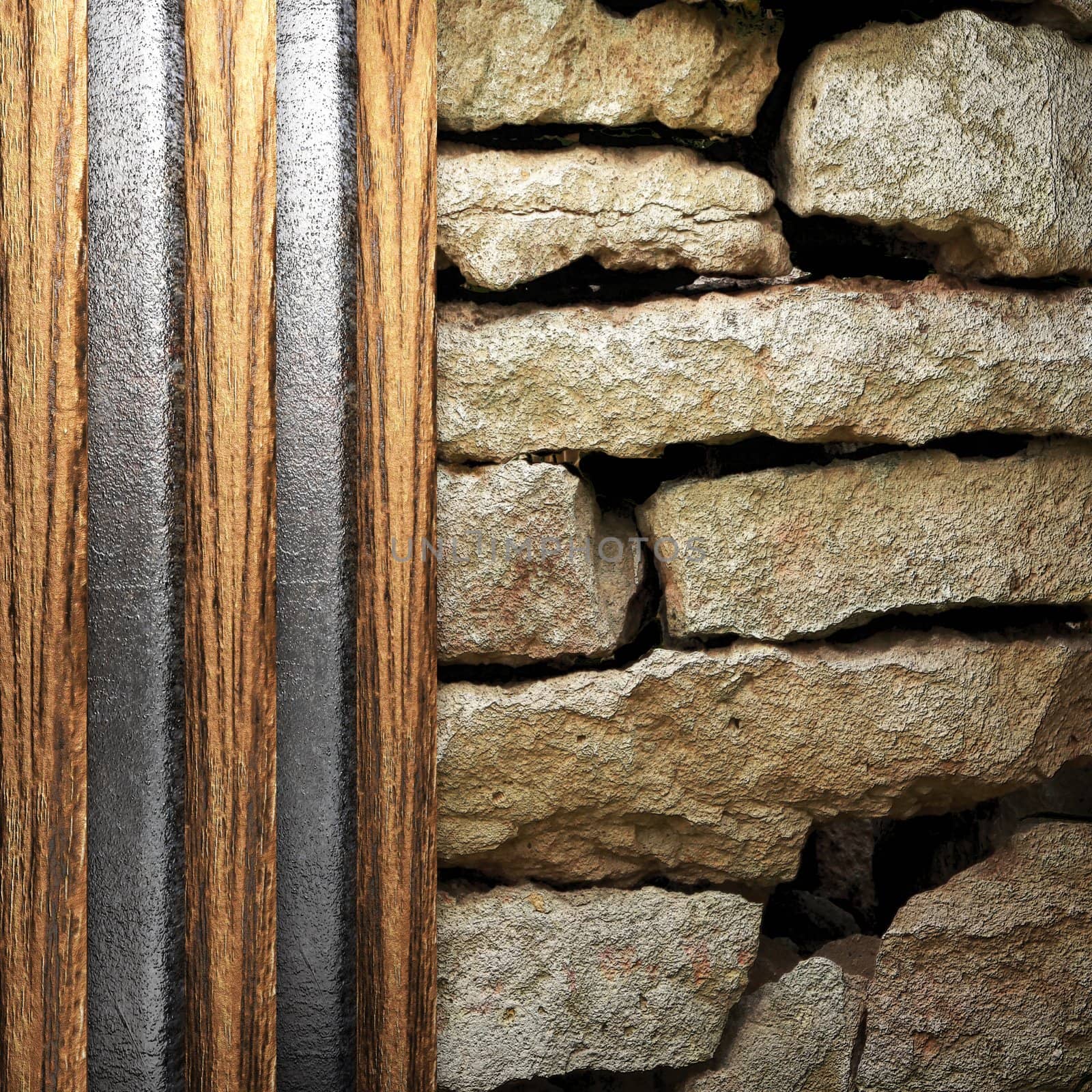 wood on wall made in 3D