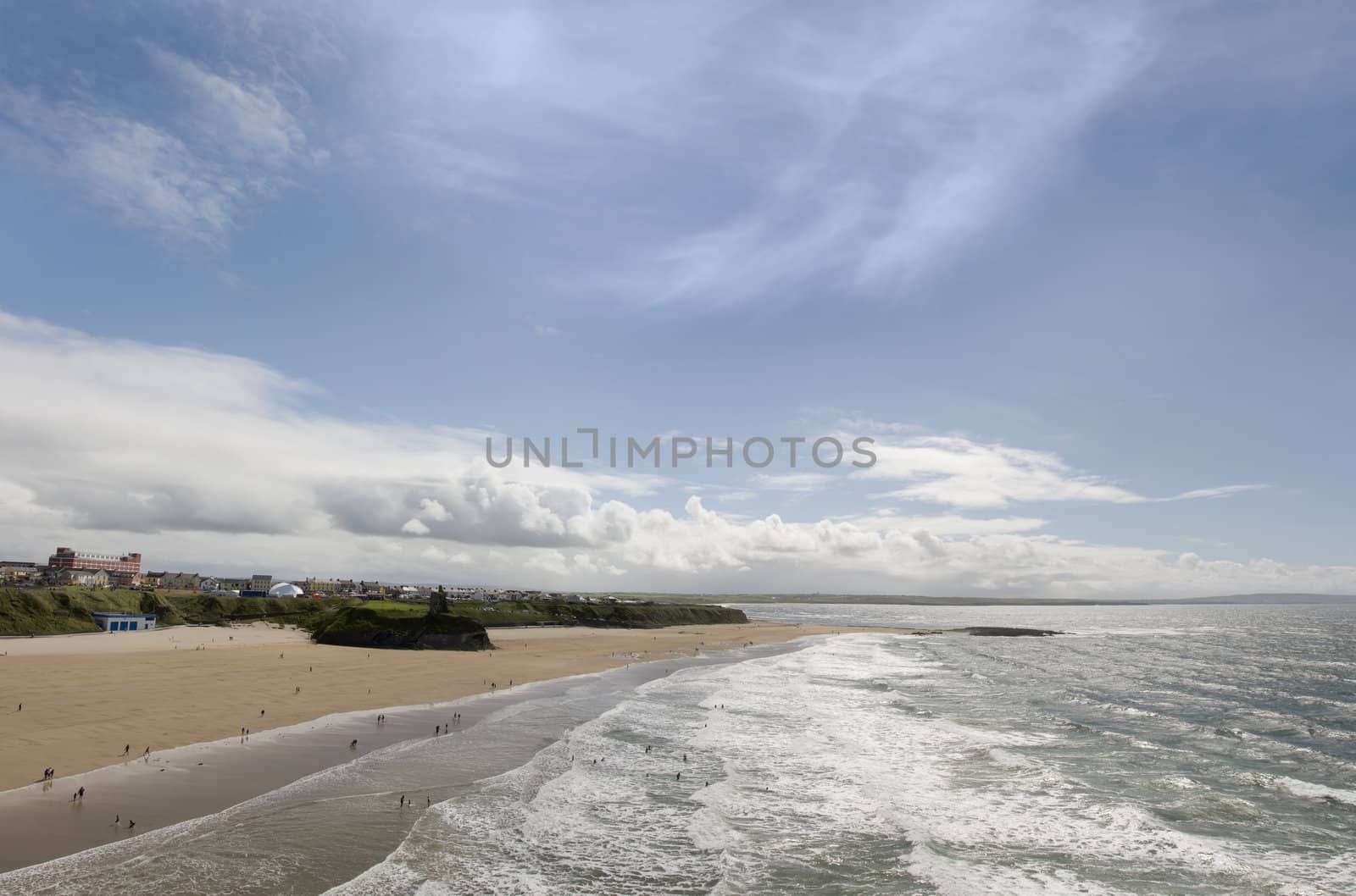 ballybunion in summer with panaramic view of the town and beach