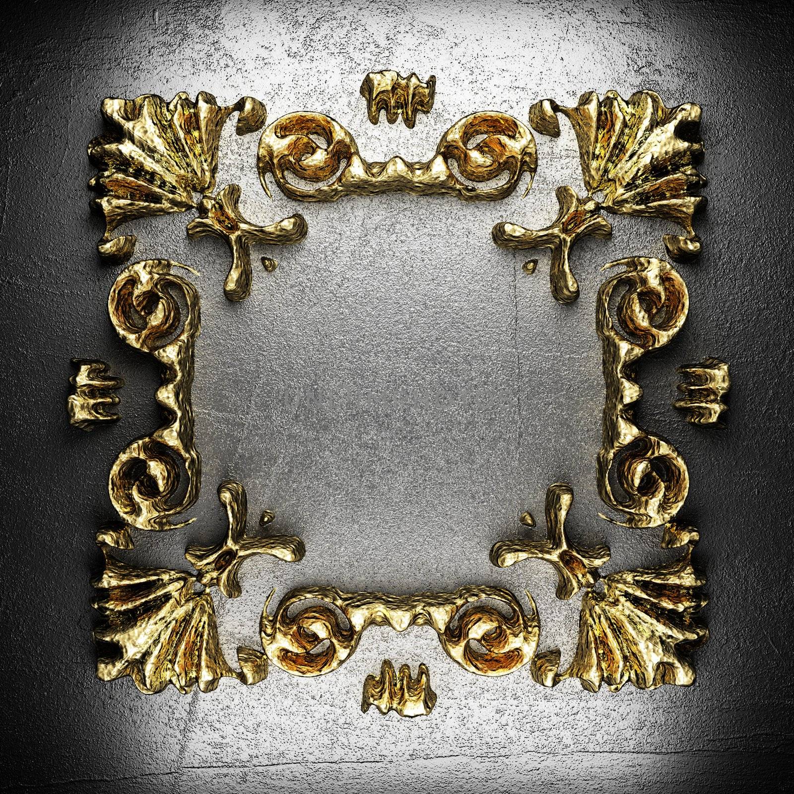 vintage golden frame on the wall