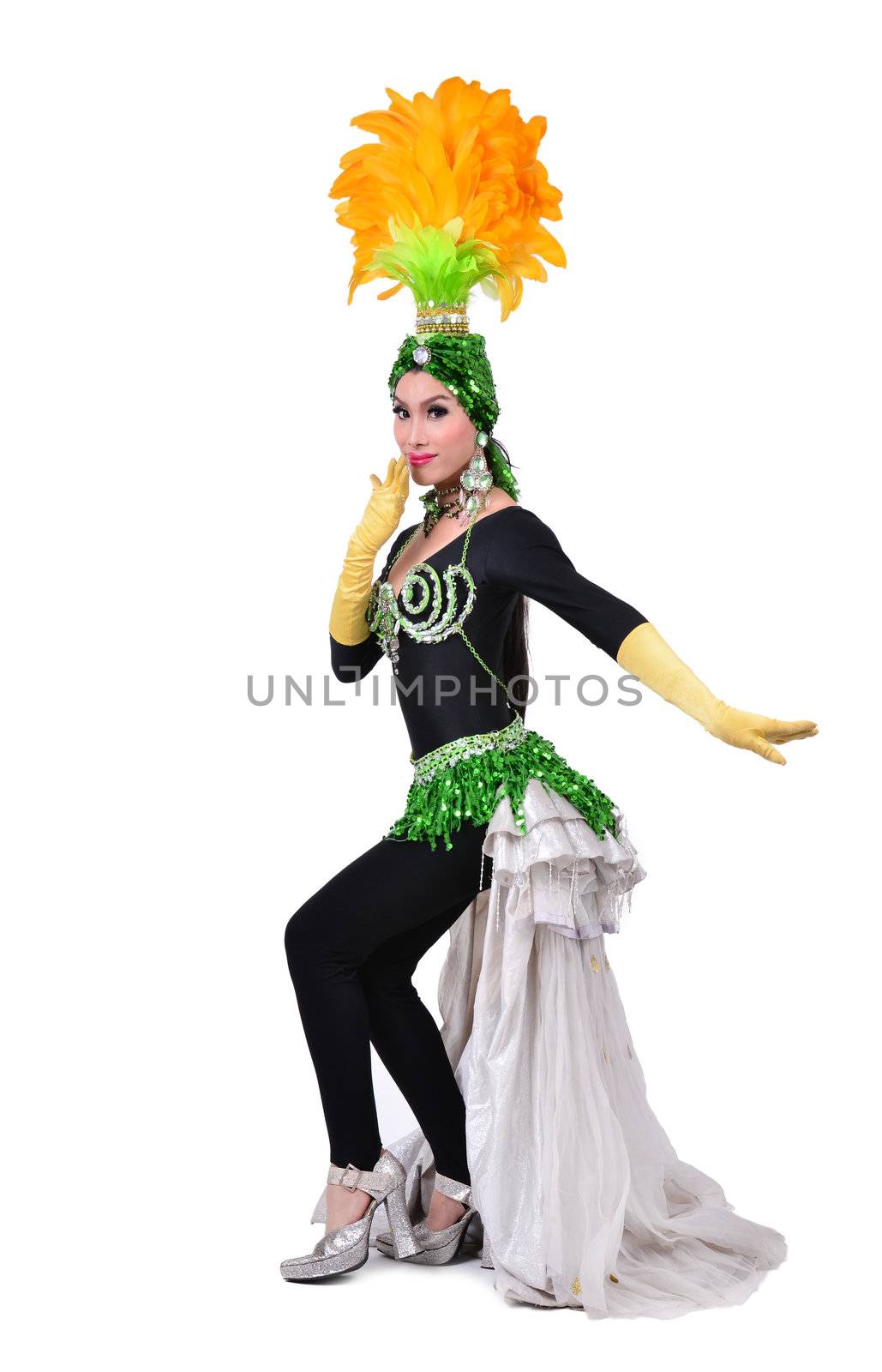 cabaret dancer isolated on a white background