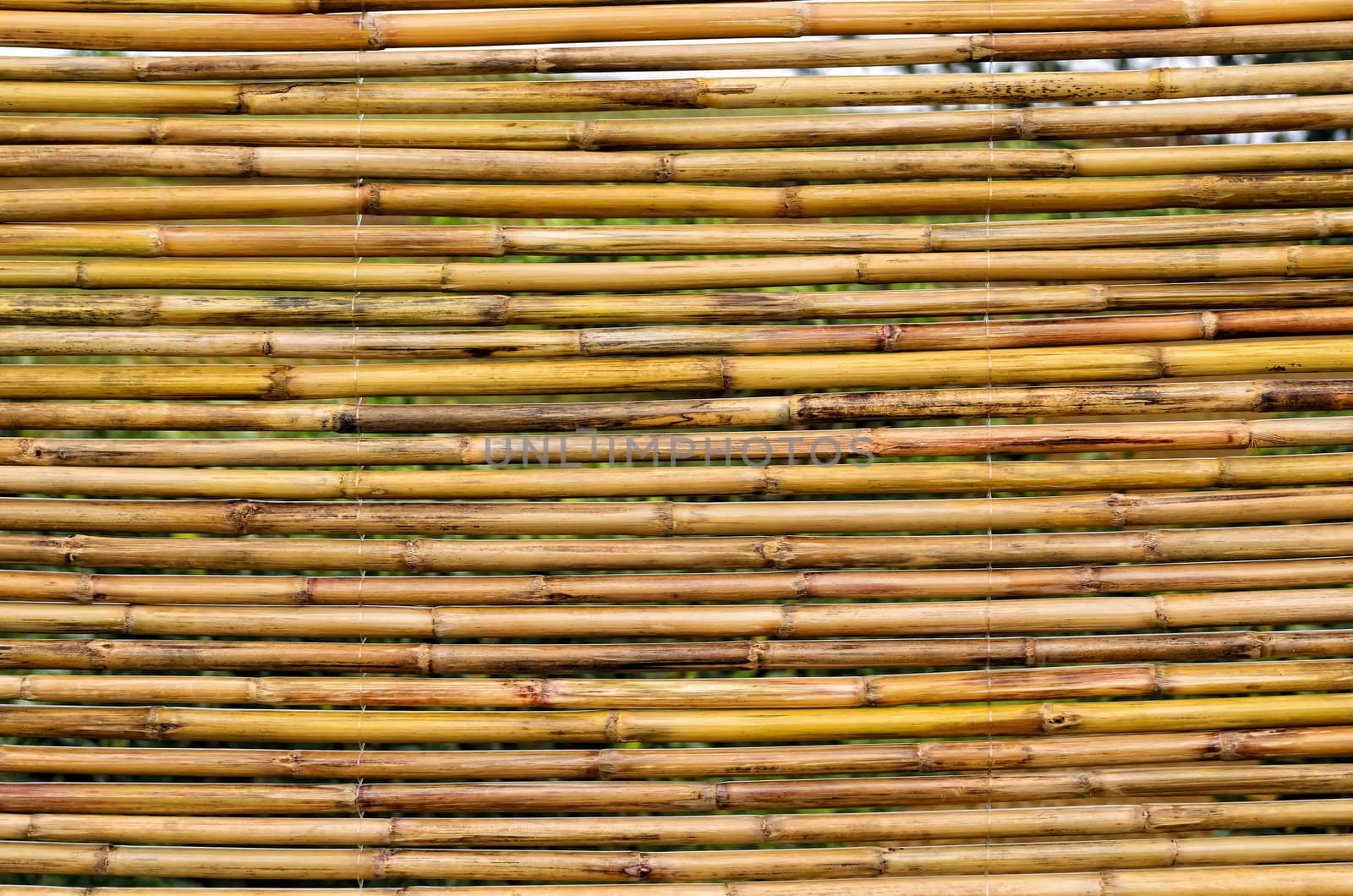 Full frame of Chinese bamboo blinds hanging outdoors