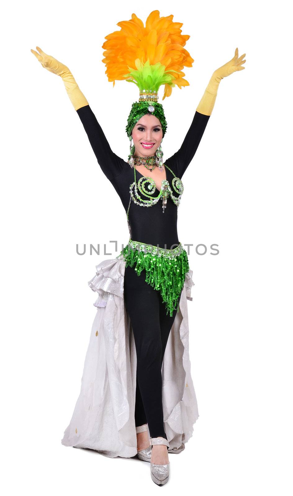 cabaret dancer isolated on a white background