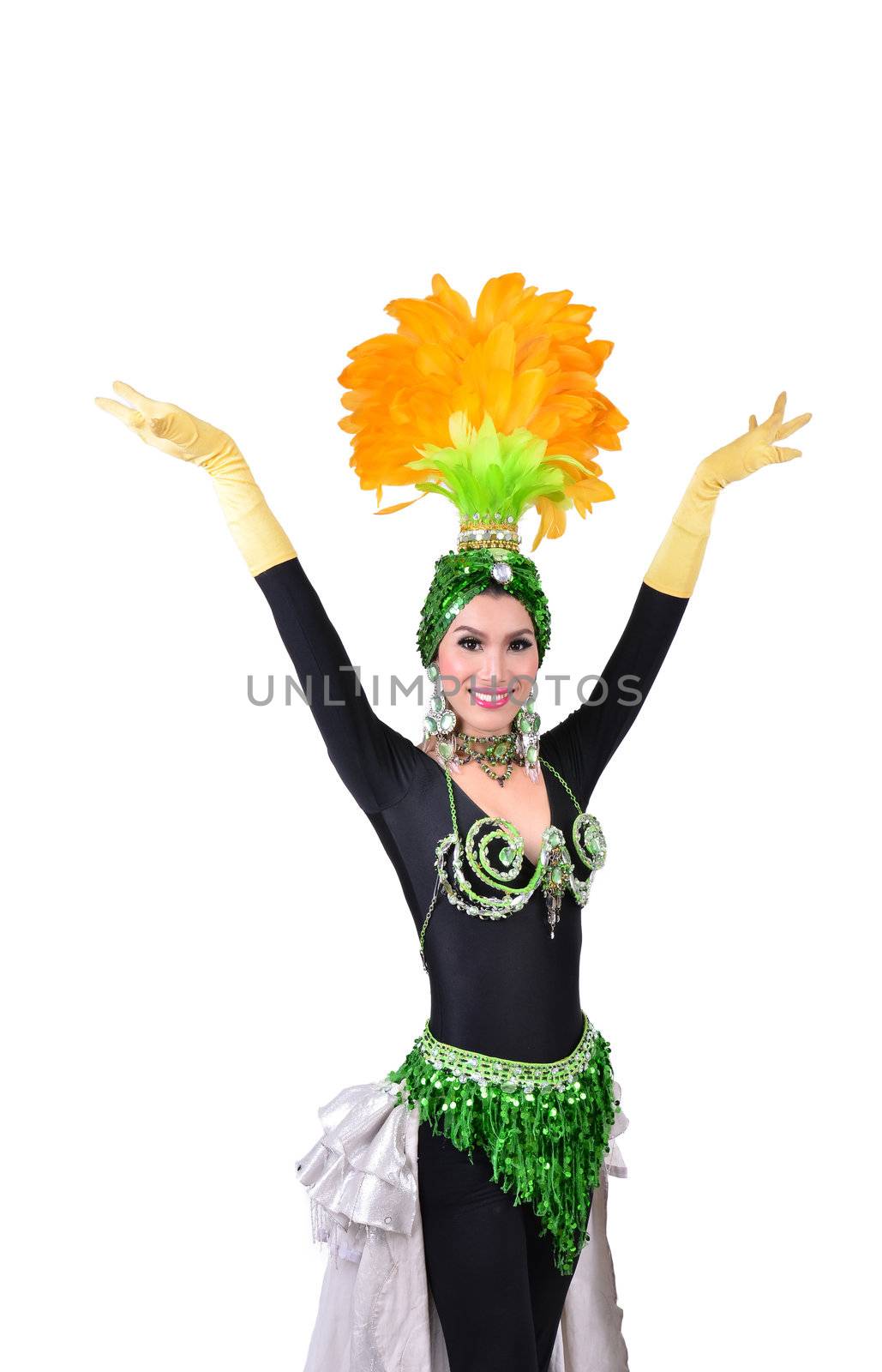 cabaret dancer isolated on a white background