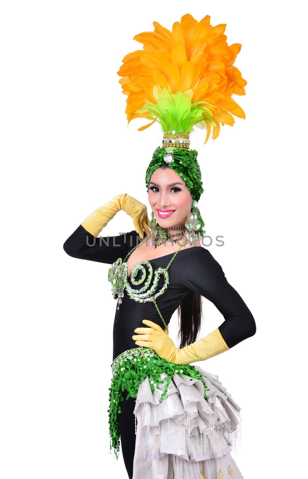 cabaret dancer isolated on a white background