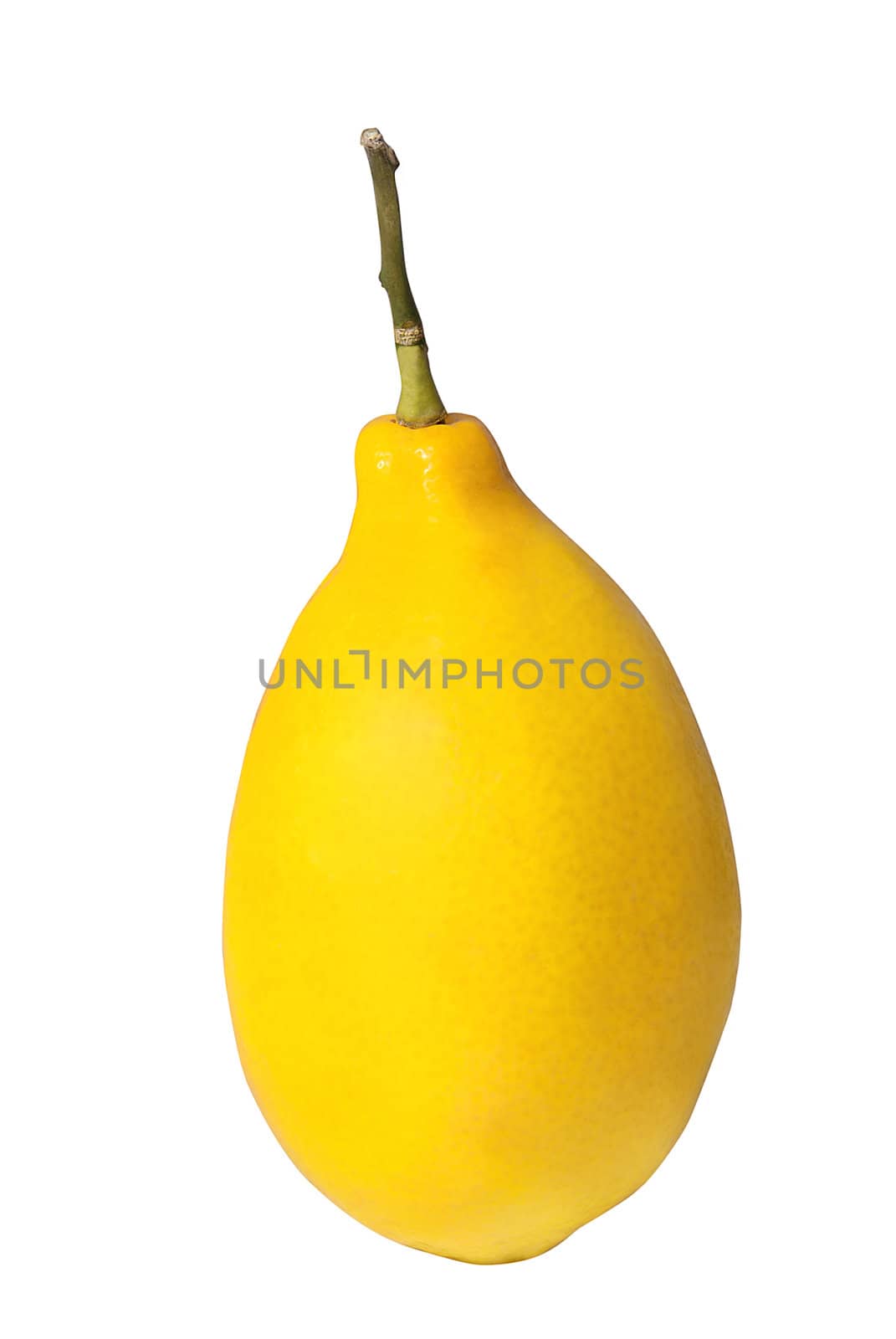 Juicy yellow lemon isolated on white background.