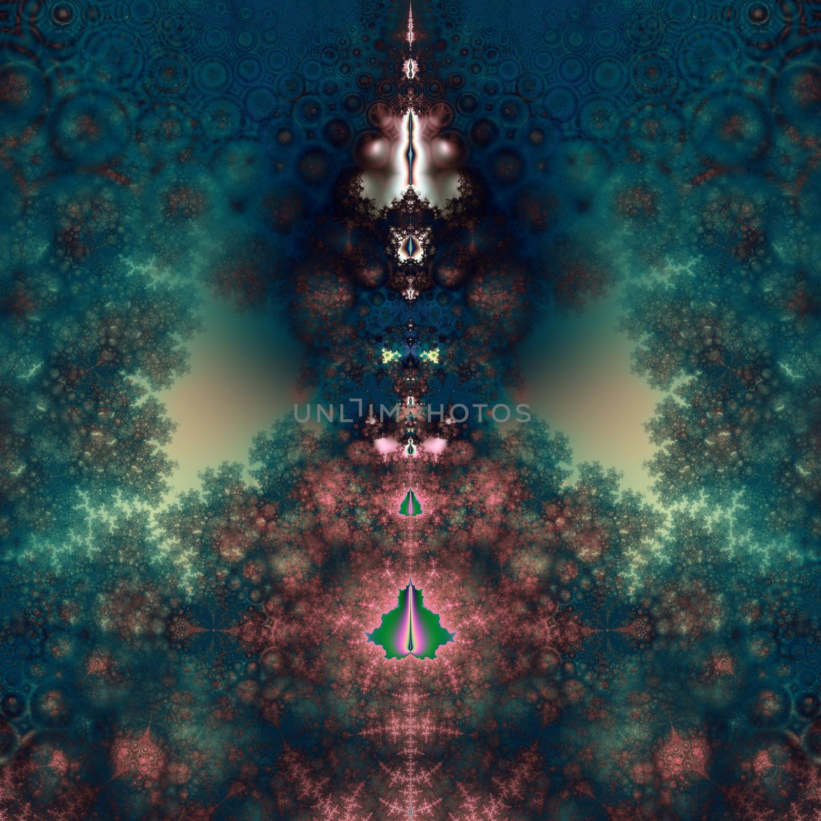 Original fractal design, abstract psychedelic art, green fairy tale