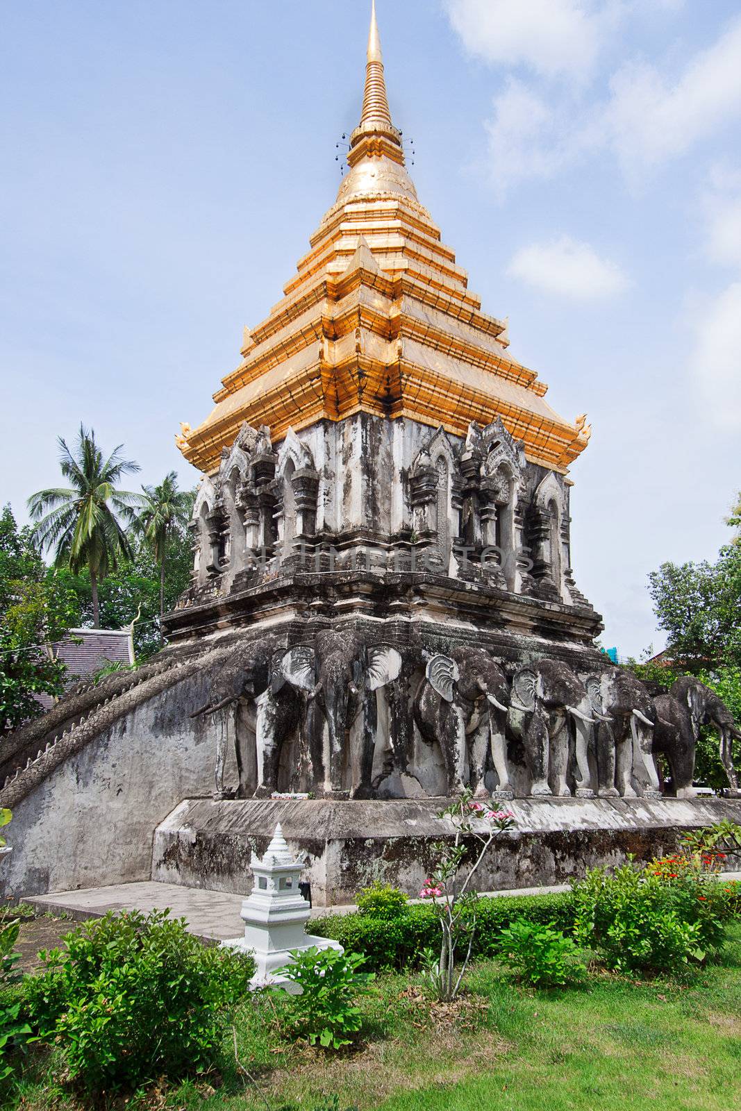 Ancient temple, Wat Chiang Man temple in Chiang Mai, Thailand. 