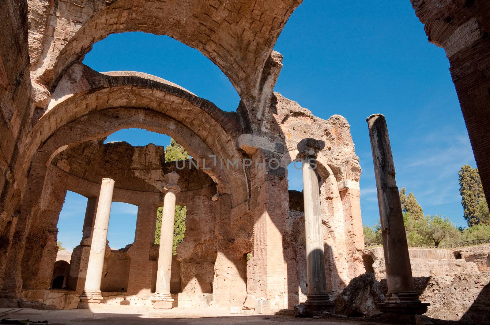 Grandi terme ruins at Villa Adriana horizontal view at Roma - Italy