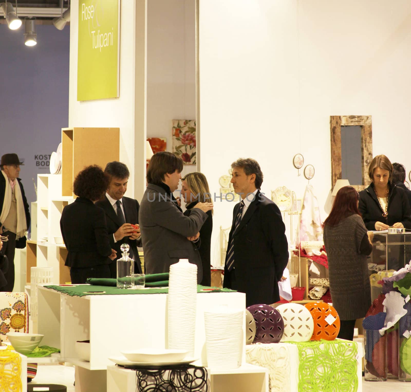 People visiting home accessories and furnishing stands at Macef, International Home Show Exhibition January 24, 2013 in Milan, Italy.