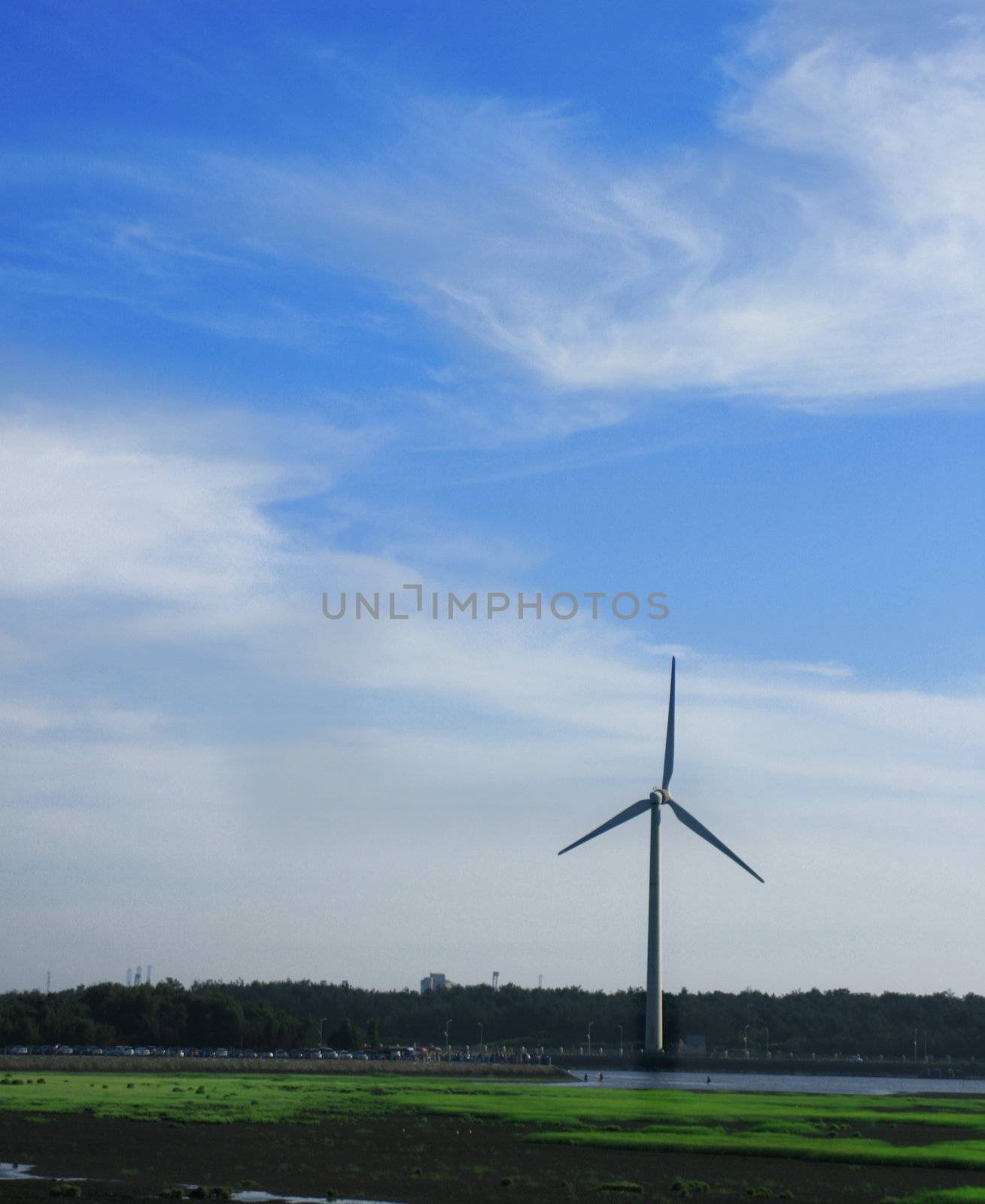 Wind turbines in seacoast