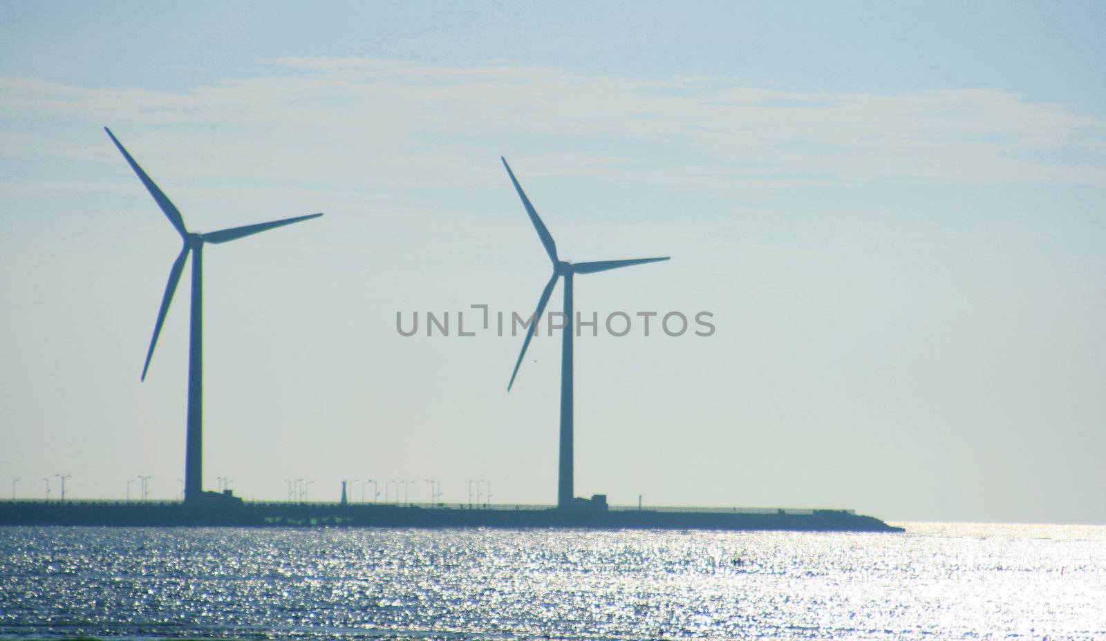 Wind turbines in seacoast