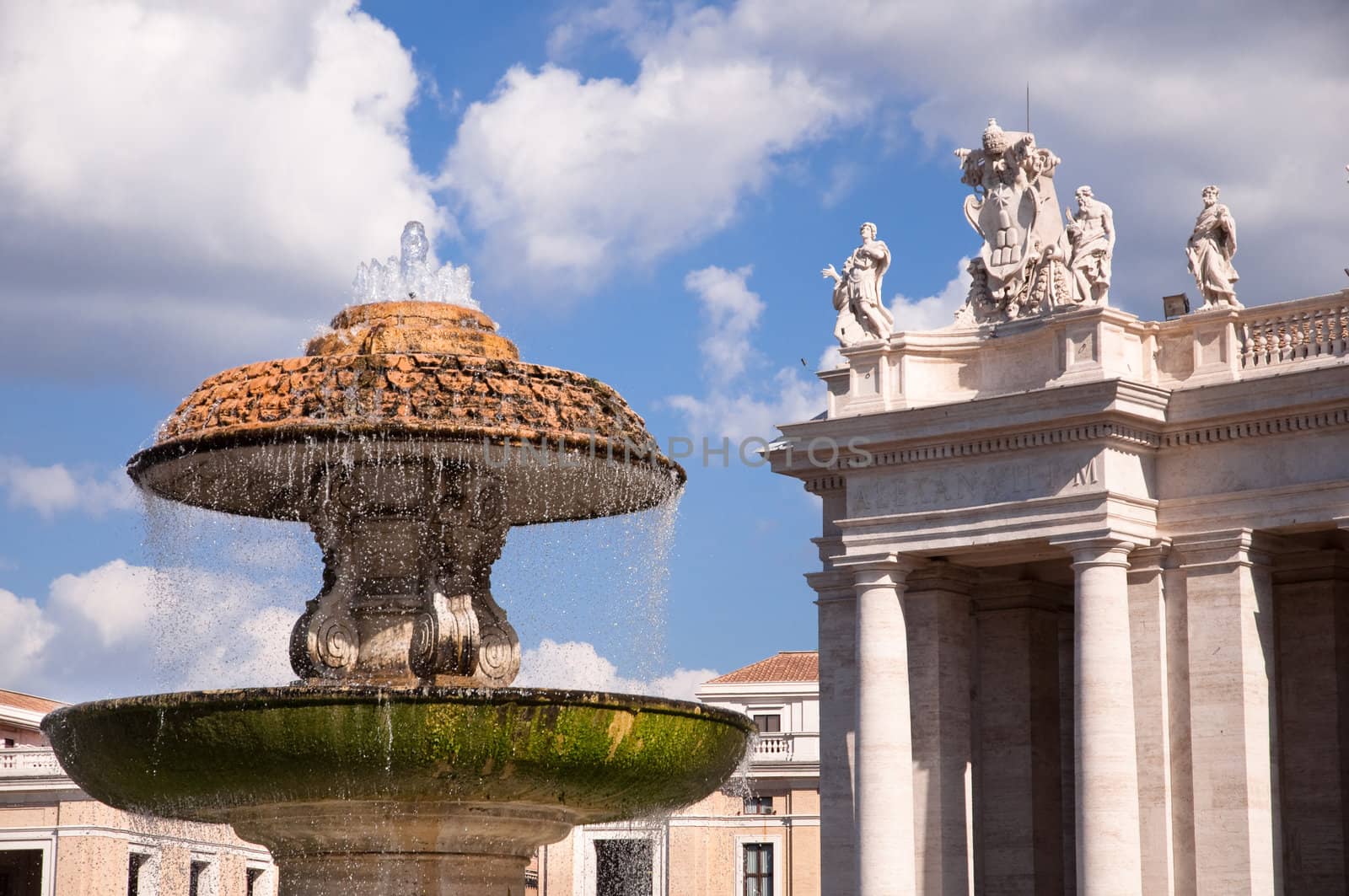 Fountain in St Peters Square at Vaticano - Rome Italy