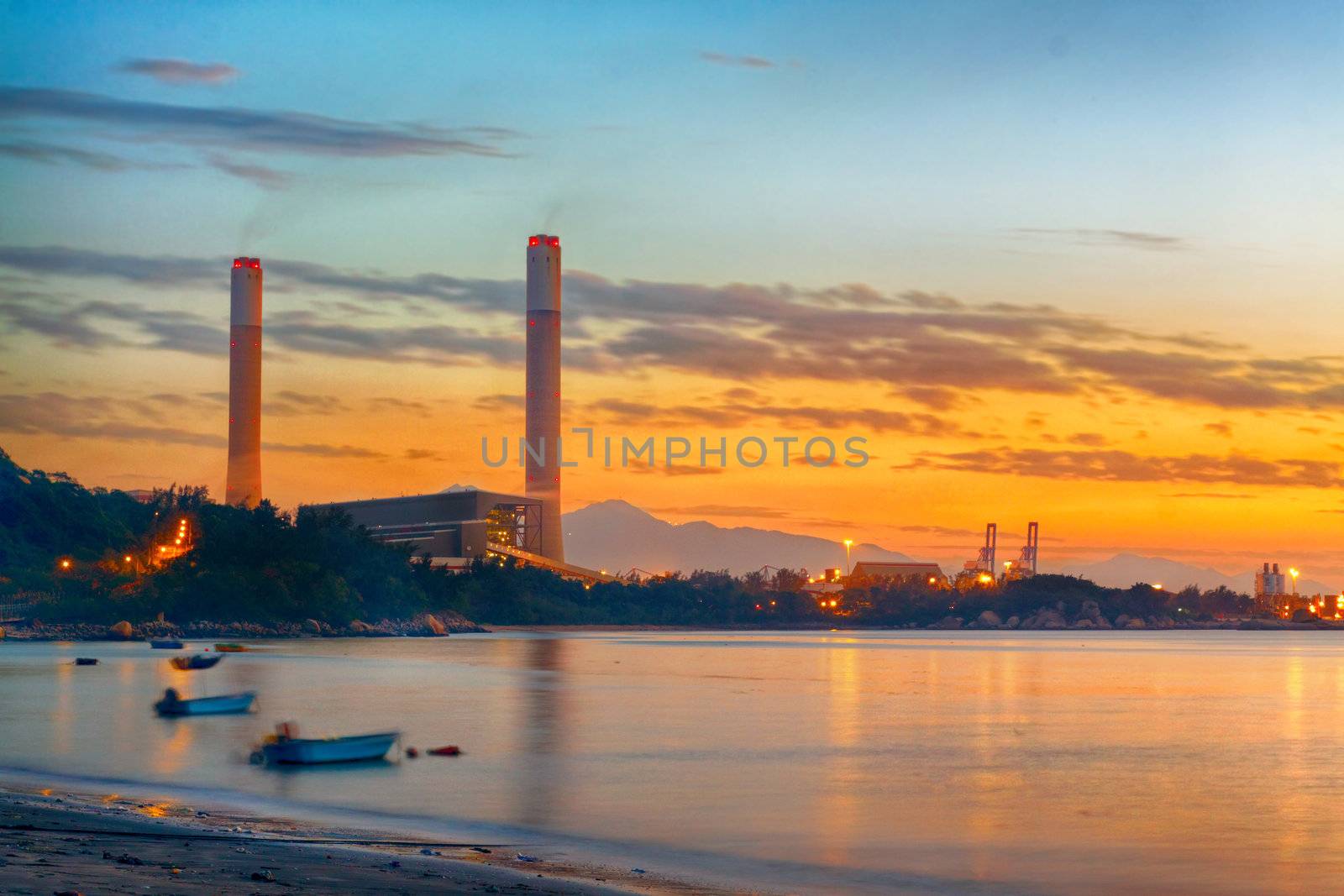 sunset of Petrochemical industry  , power plant