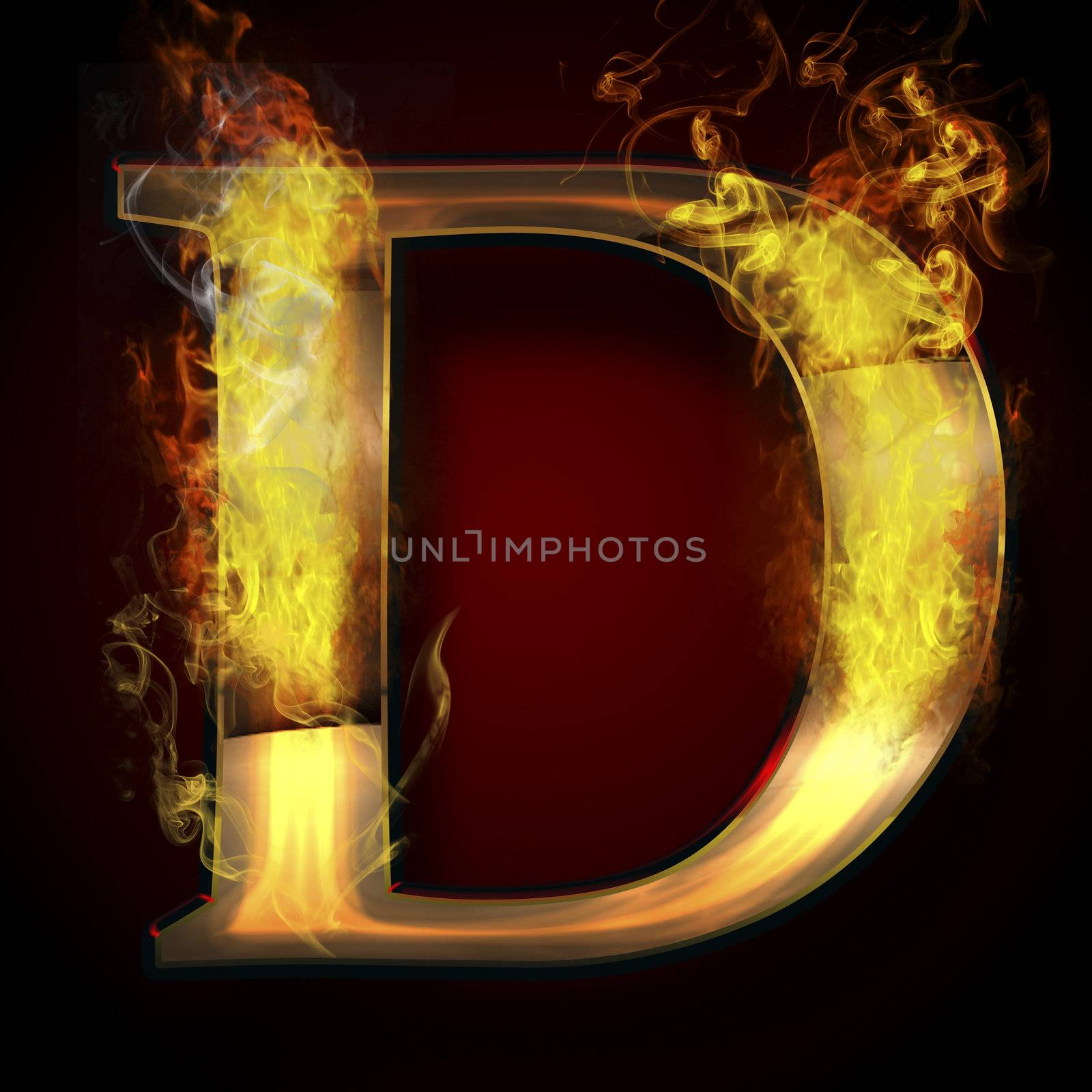 D, fire letter illustration