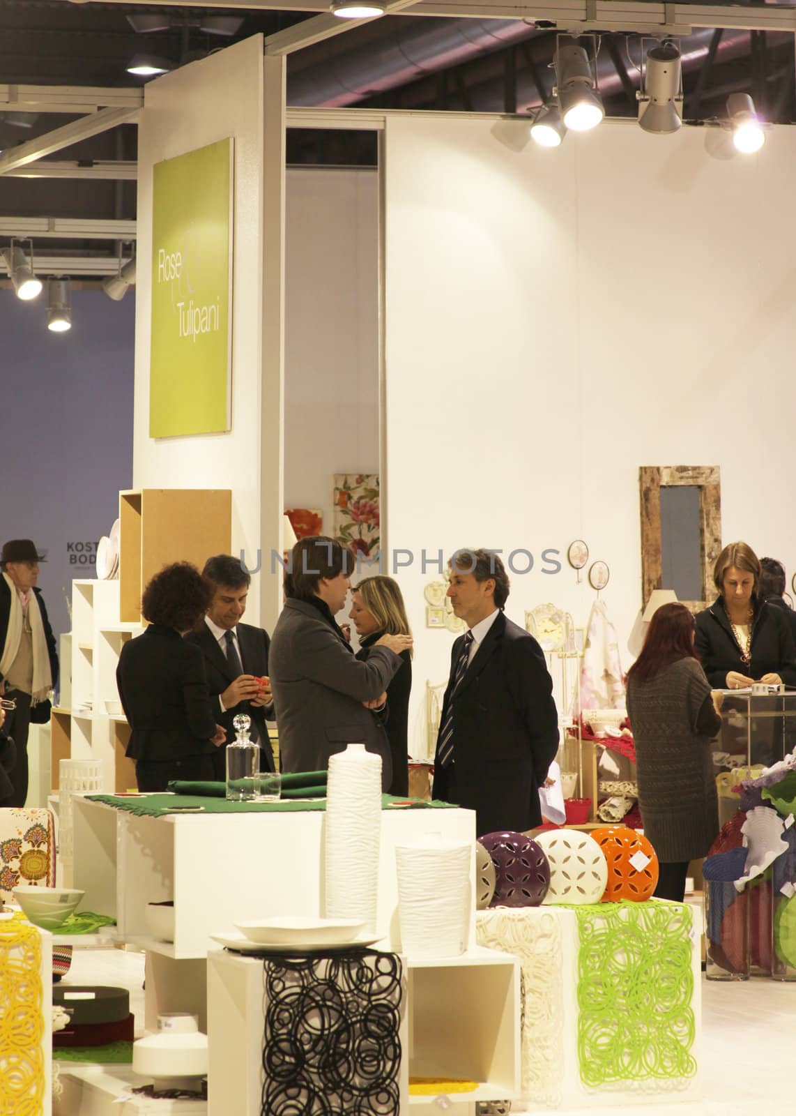People during home accessories and furnishing stands visit at Macef, International Home Show Exhibition January 24, 2013 in Milan, Italy.