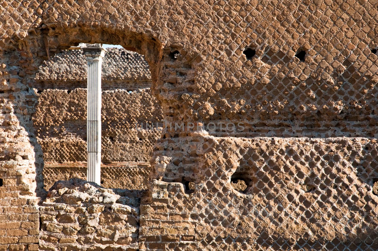 Ancient roman bricks walls and window at Villa Adriana in Tivoli - Roma - Italy
